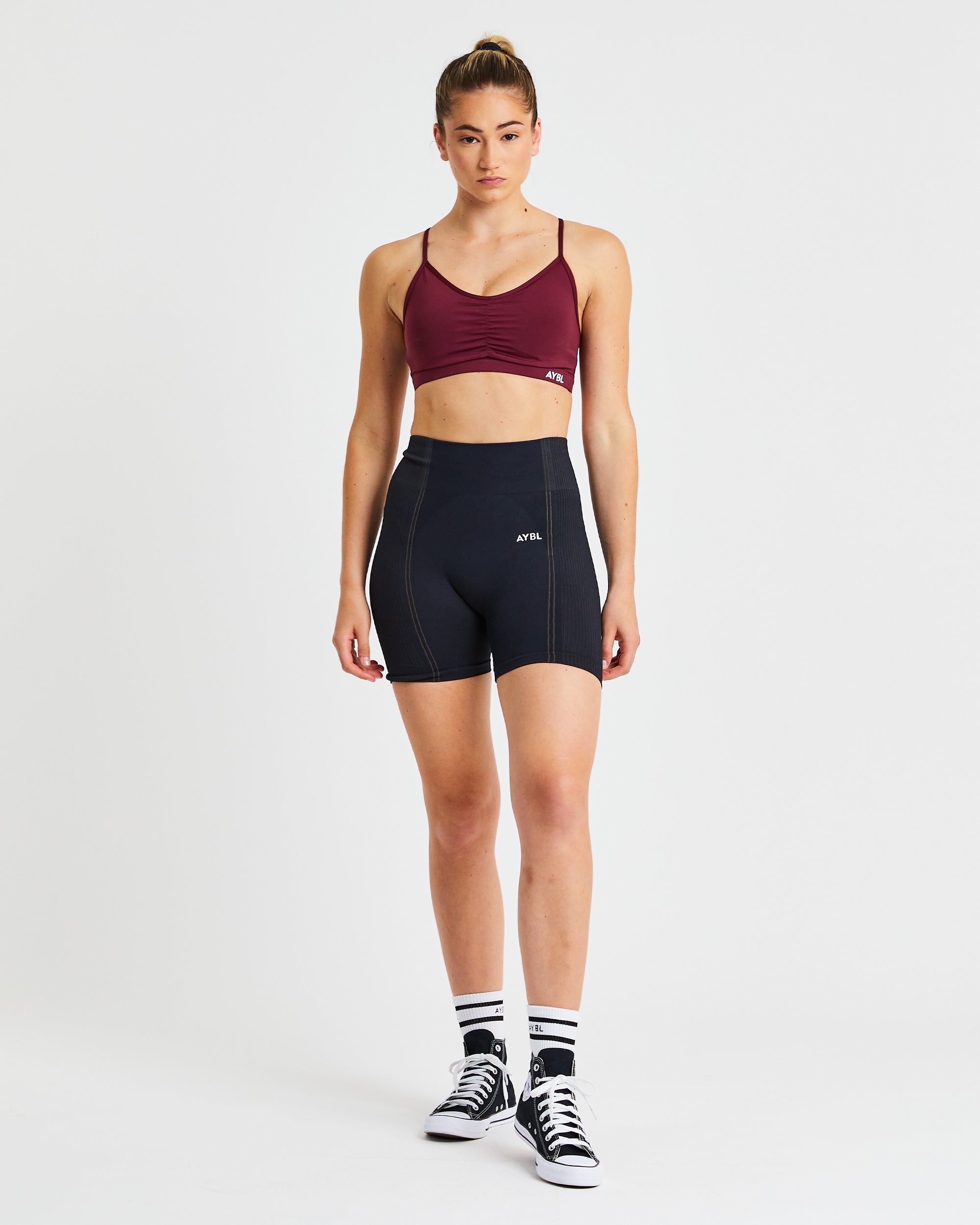 Soutien-gorge de sport froncé Essential - Bordeaux