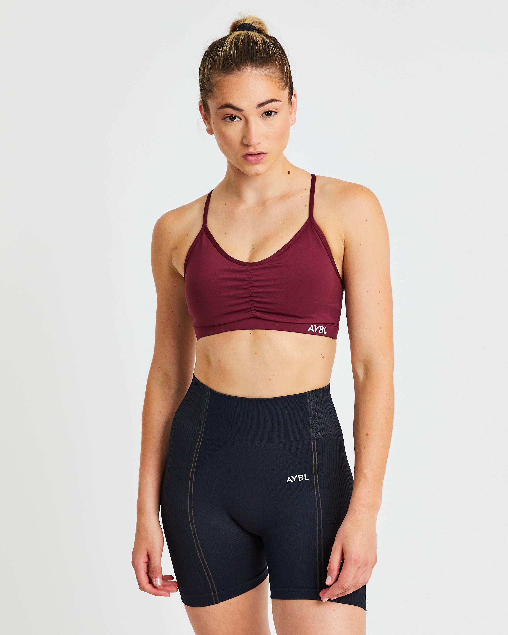 Soutien-gorge de sport froncé Essential - Bordeaux