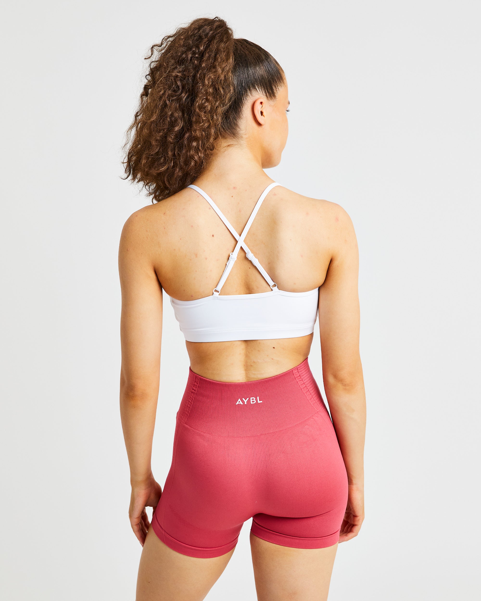 Essential V Neck Sports Bra - White