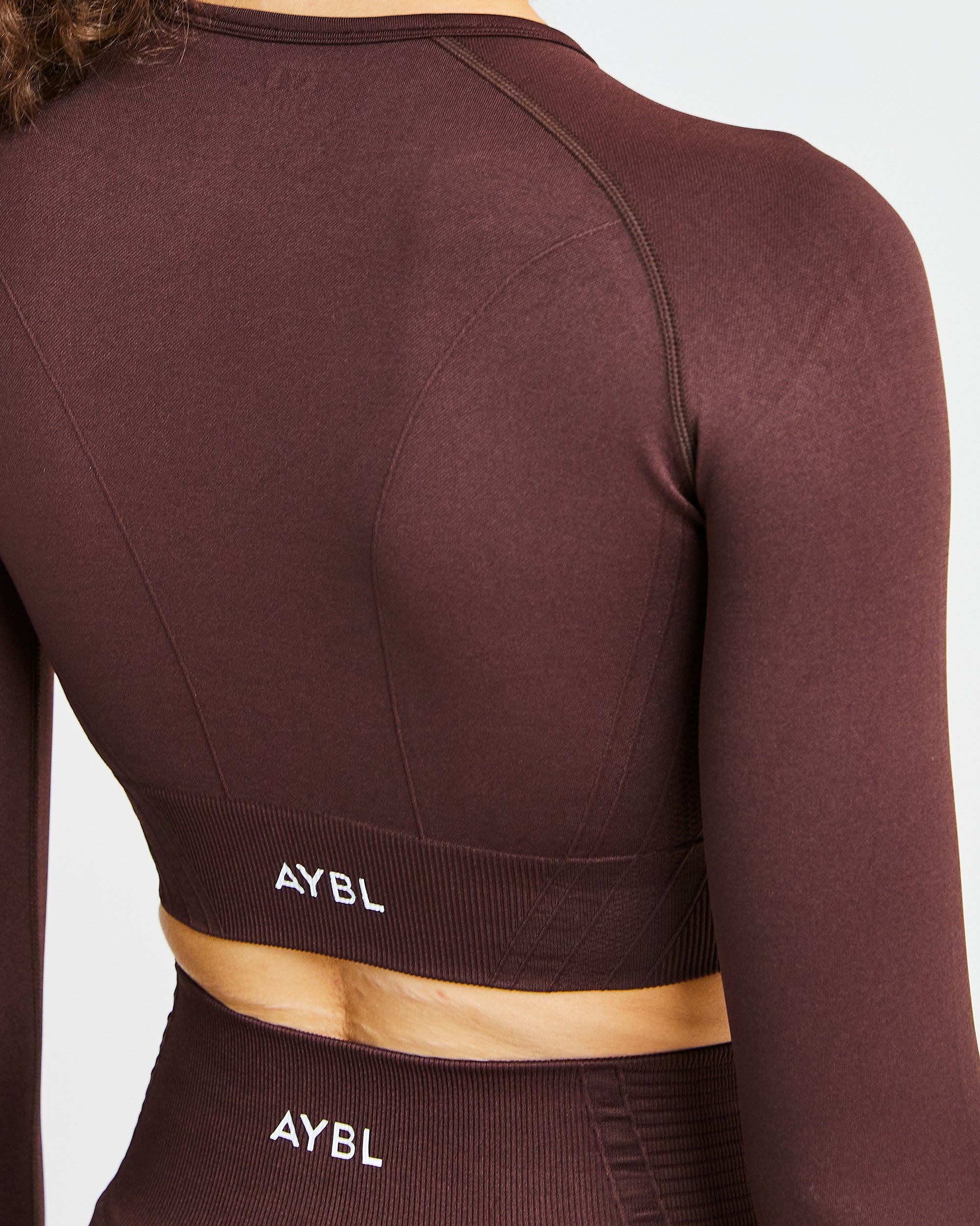 Balance V2 Seamless Long Sleeve Crop Top - Chocolate Brown