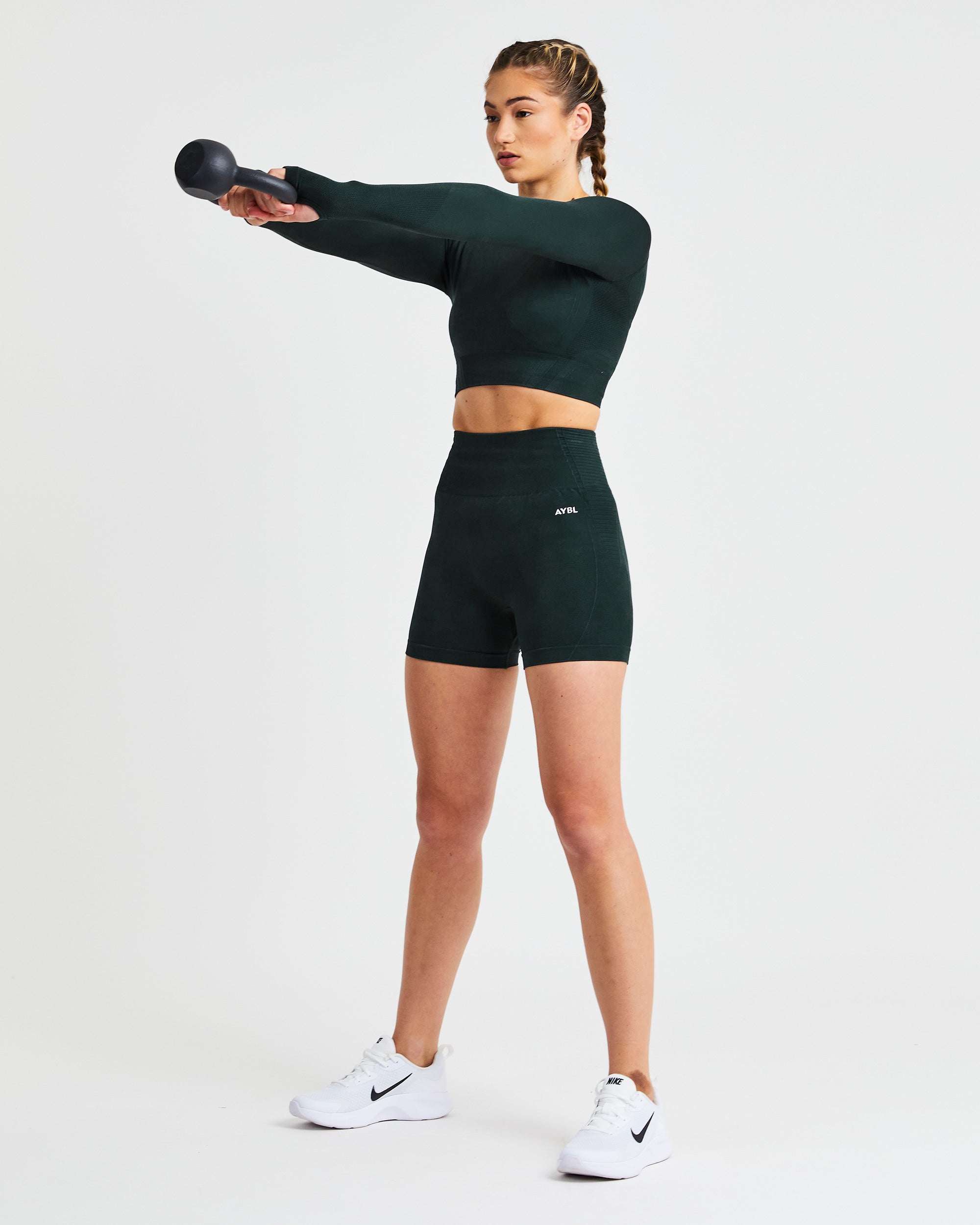 Balance V2 Seamless Long Sleeve Crop Top - Forest Green