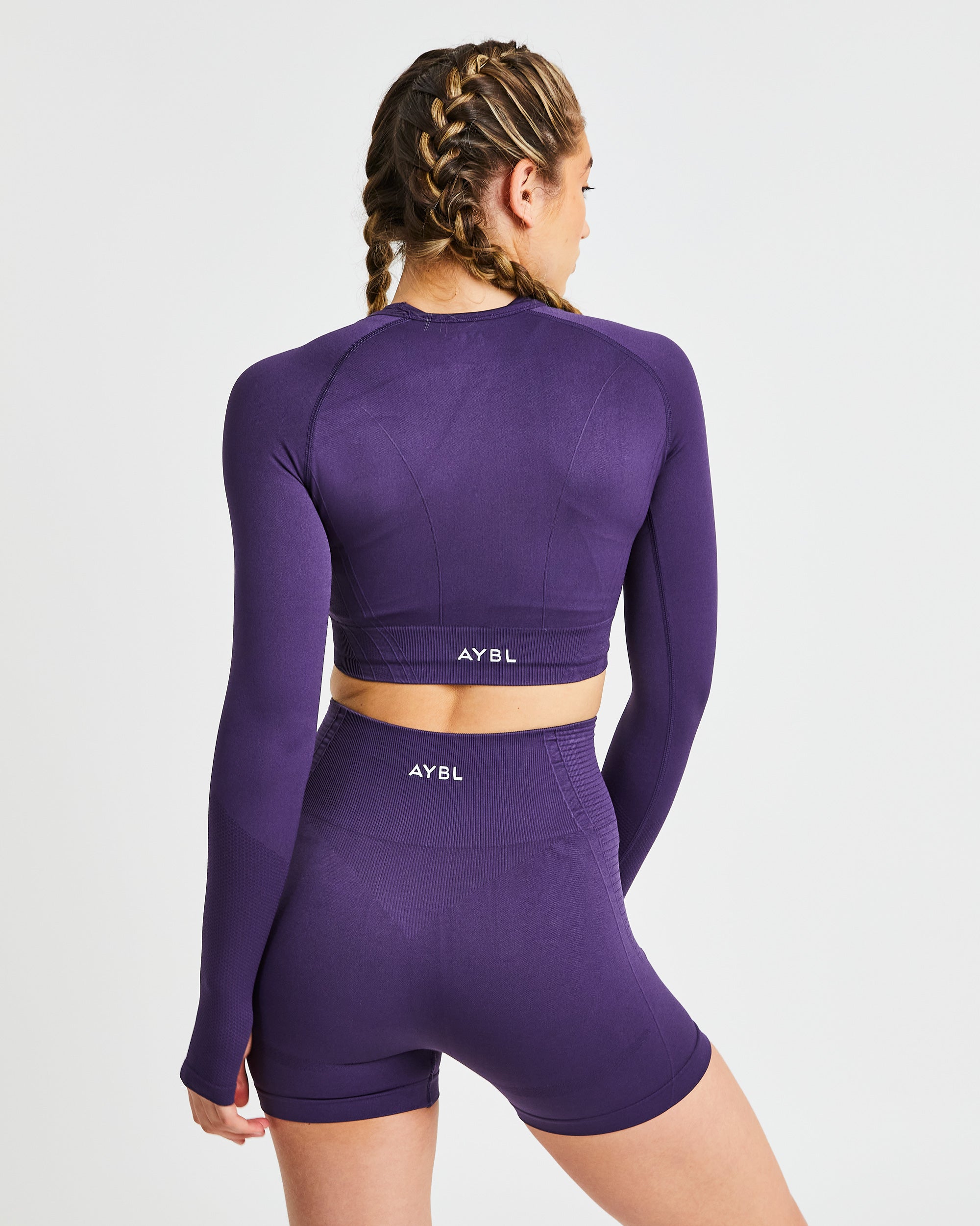 Balance V2 Seamless Long Sleeve Crop Top - Mulberry Purple