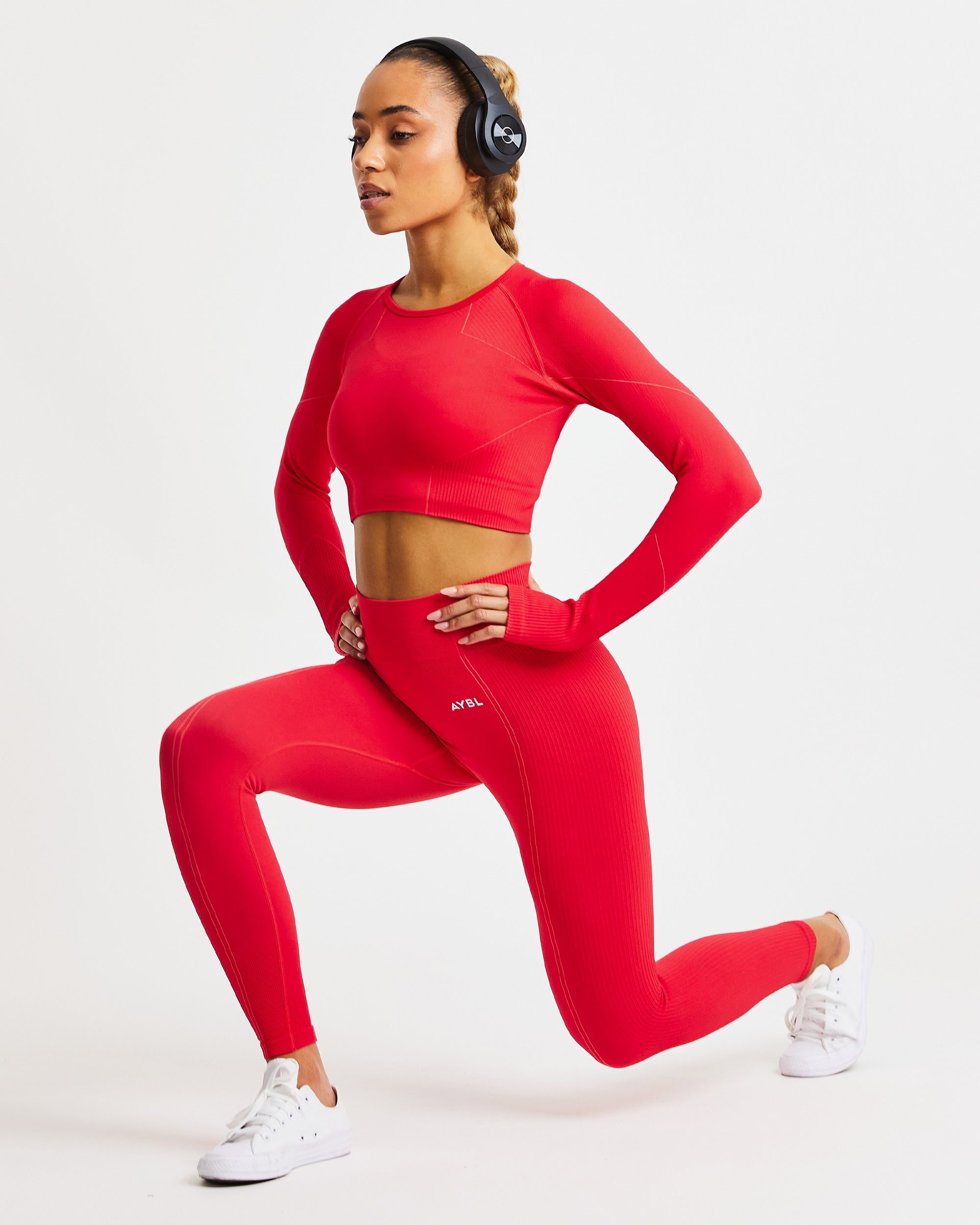 Reflex Seamless Long Sleeve Crop Top - Red