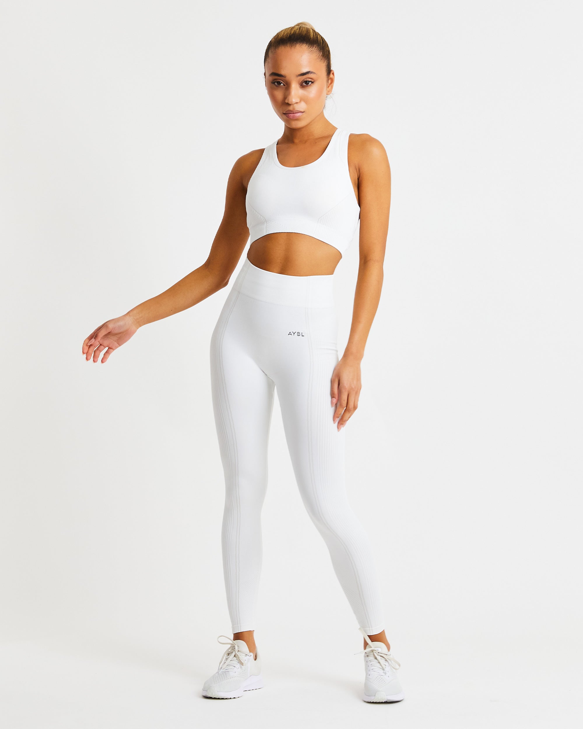 Nahtlose Reflex-Leggings – Weiß