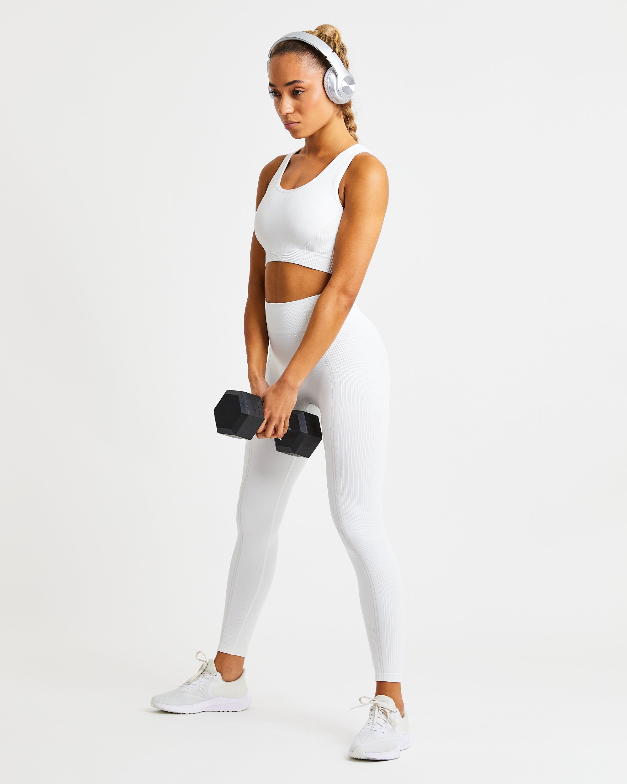 Nahtlose Reflex-Leggings – Weiß