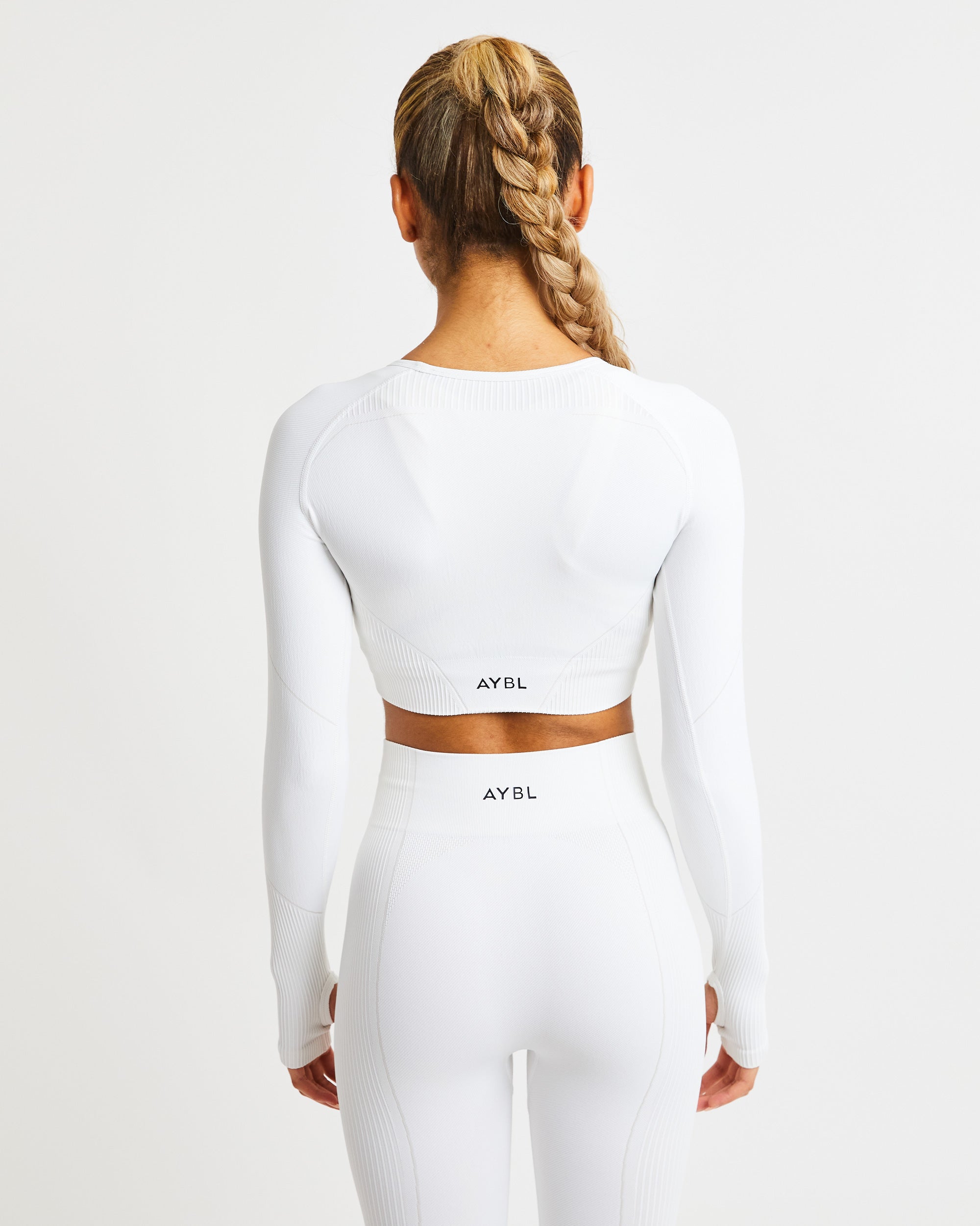 Reflex Seamless Long Sleeve Crop Top - White