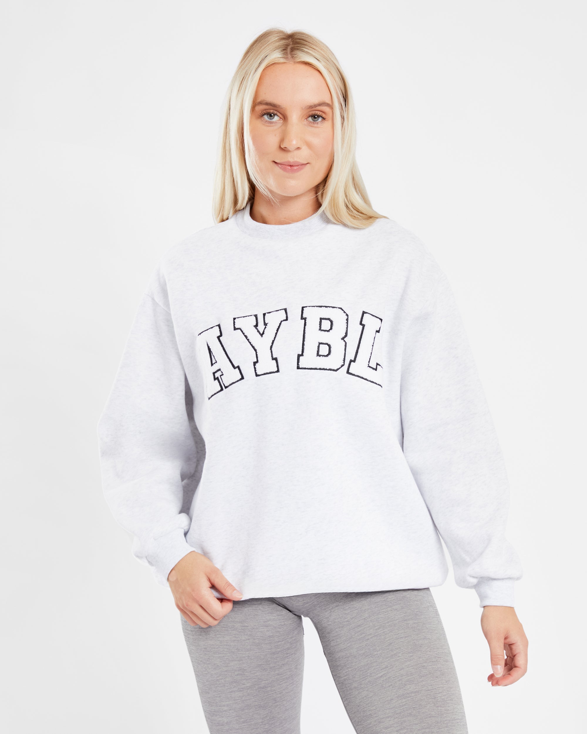 Übergroßes Varsity-Sweatshirt – Heather Grey