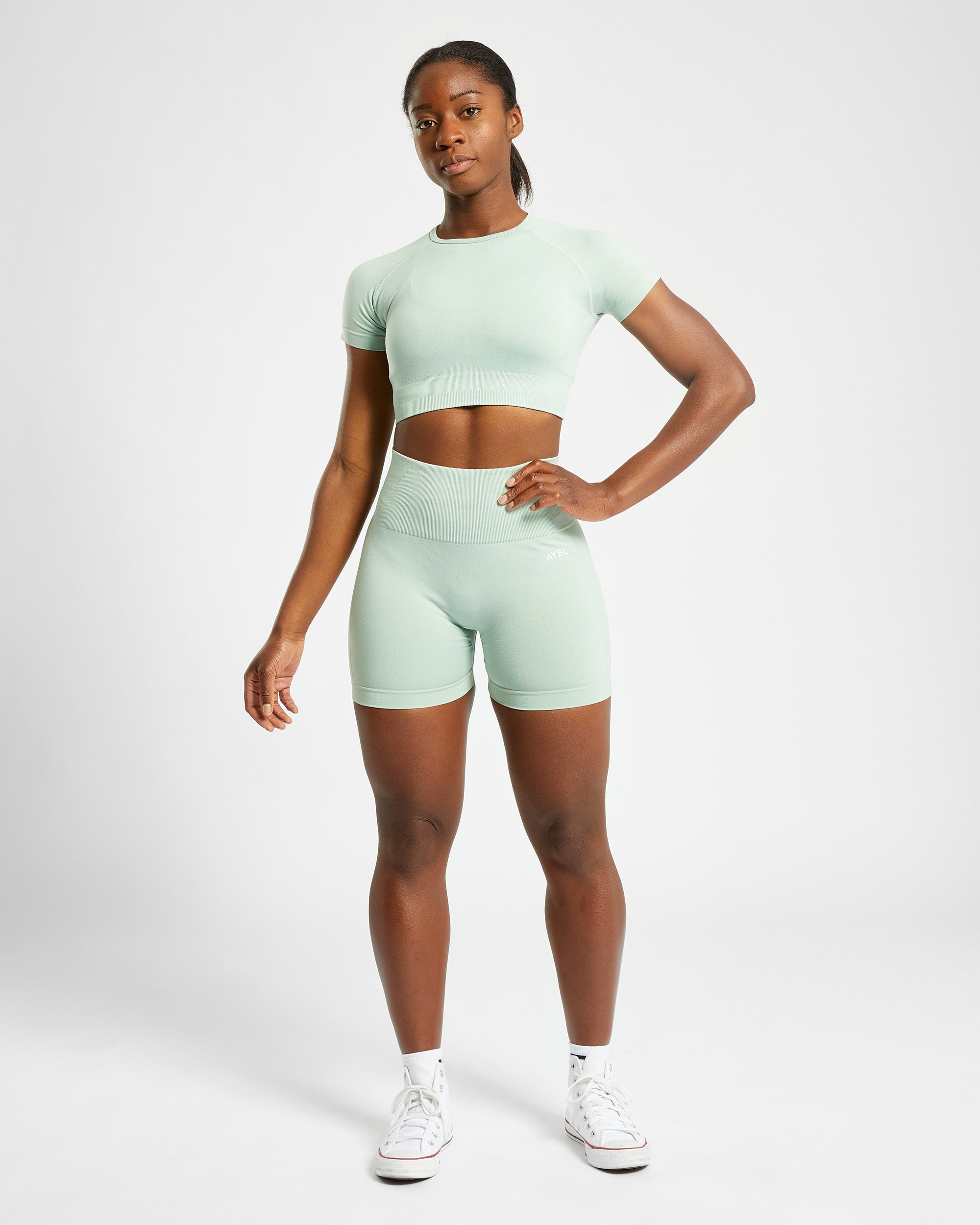 Haut court sans couture Empower - Vert printemps chiné