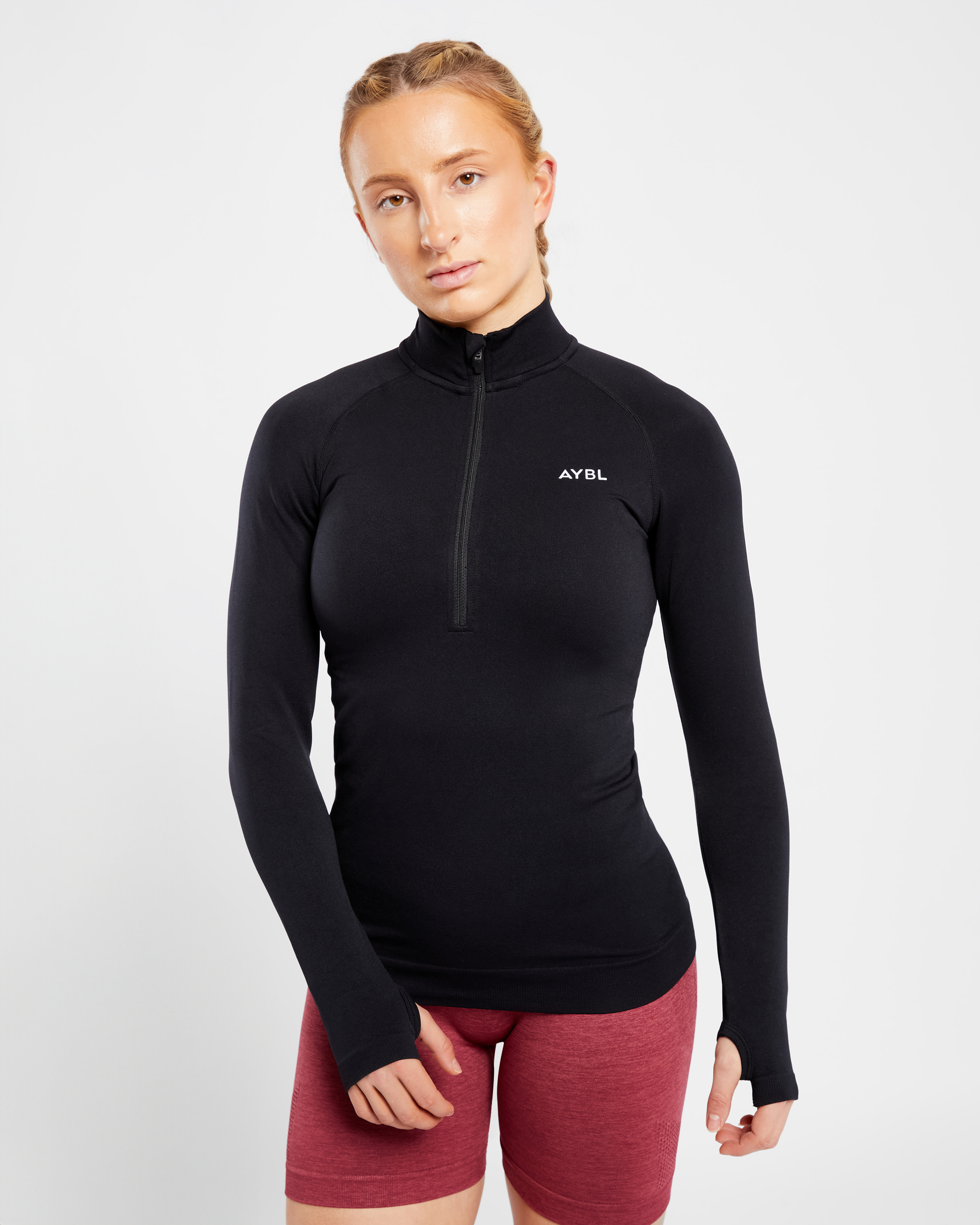 Essential Seamless 1/2 Zip Pullover – Schwarz