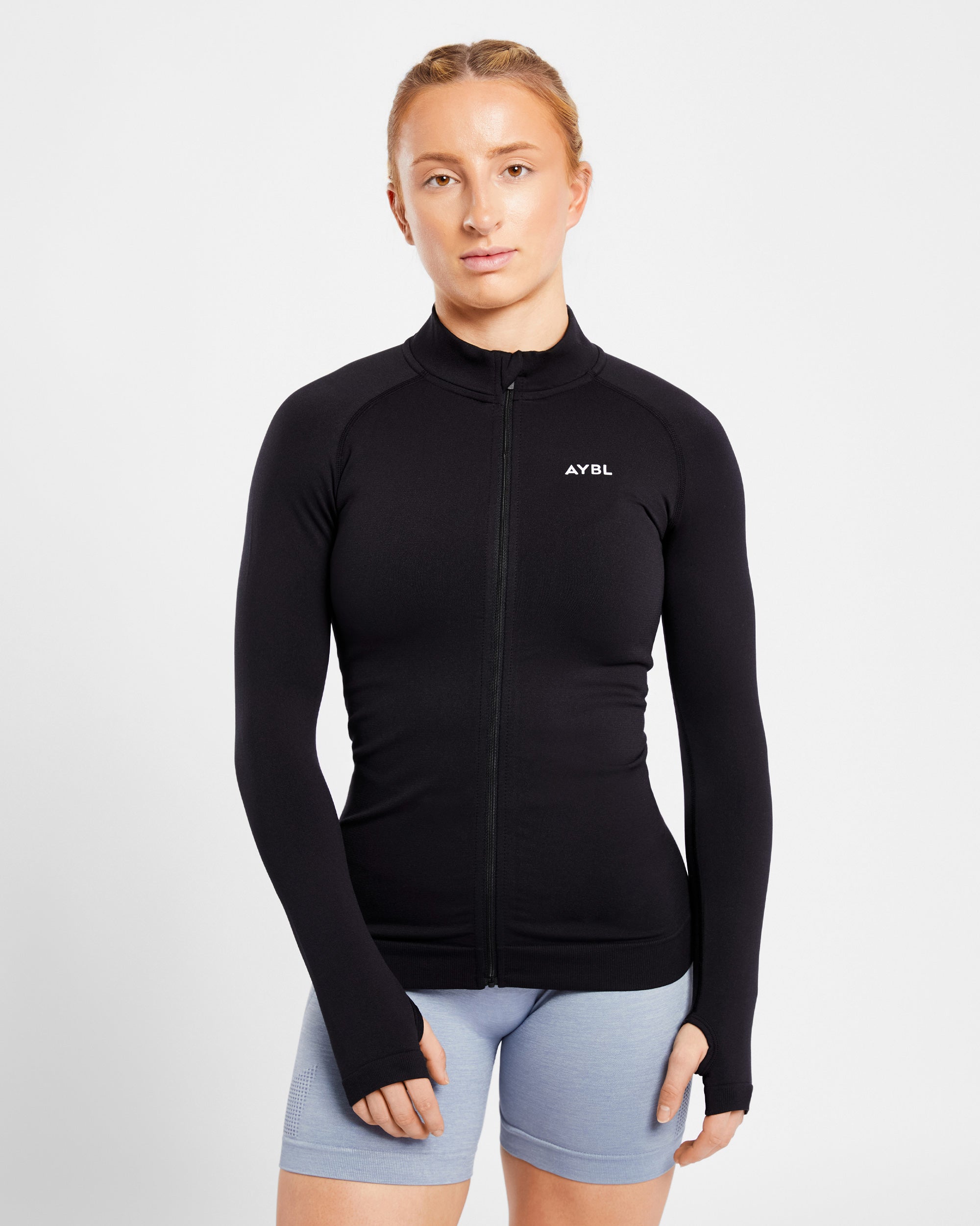 Essential Seamless Zip Jacke – Schwarz