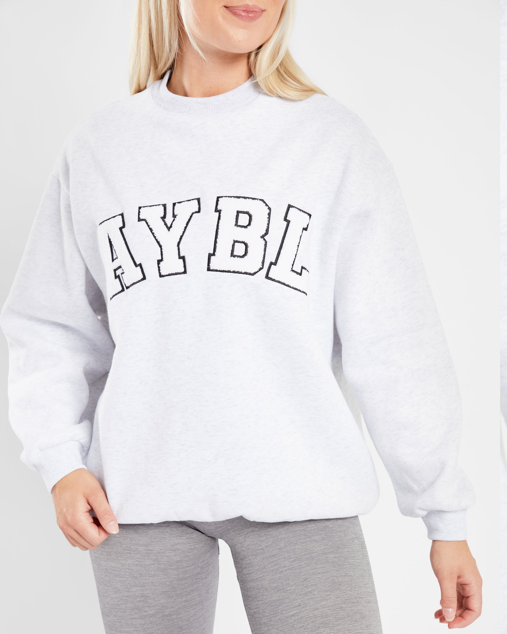 Übergroßes Varsity-Sweatshirt – Heather Grey