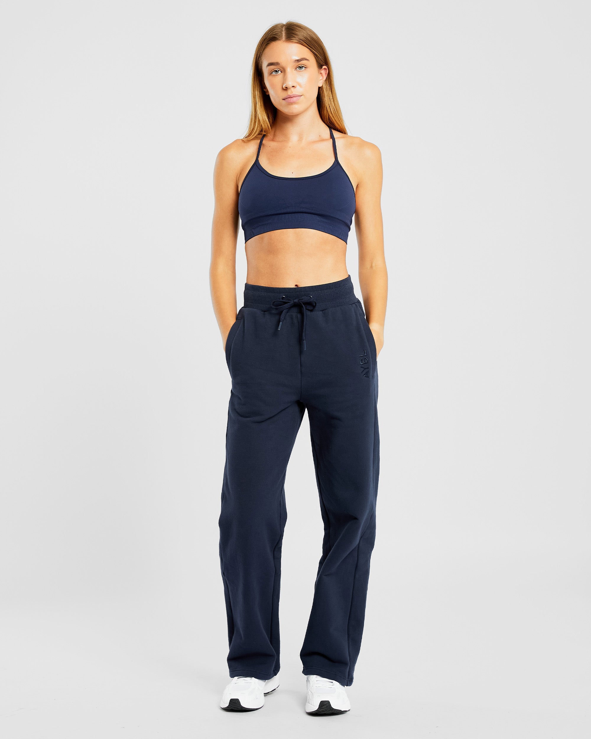 Pantalon de jogging décontracté à jambe droite - Bleu marine