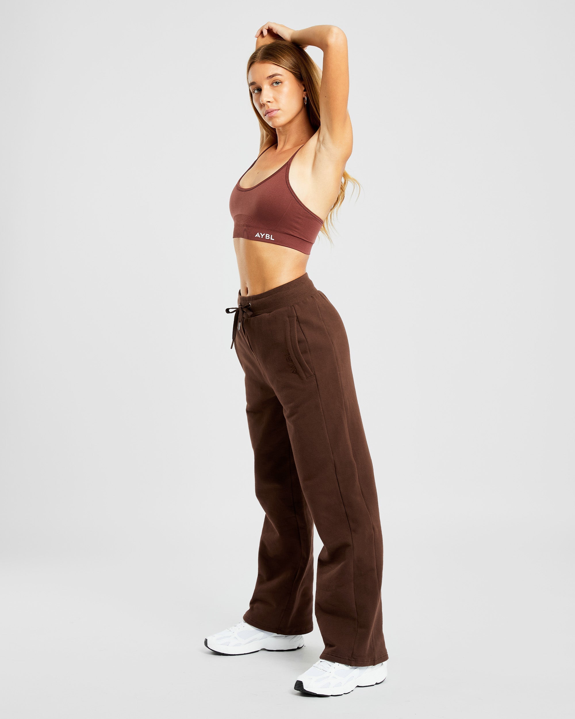 Pantalon de jogging décontracté à jambe droite de tous les jours - Marron cacao