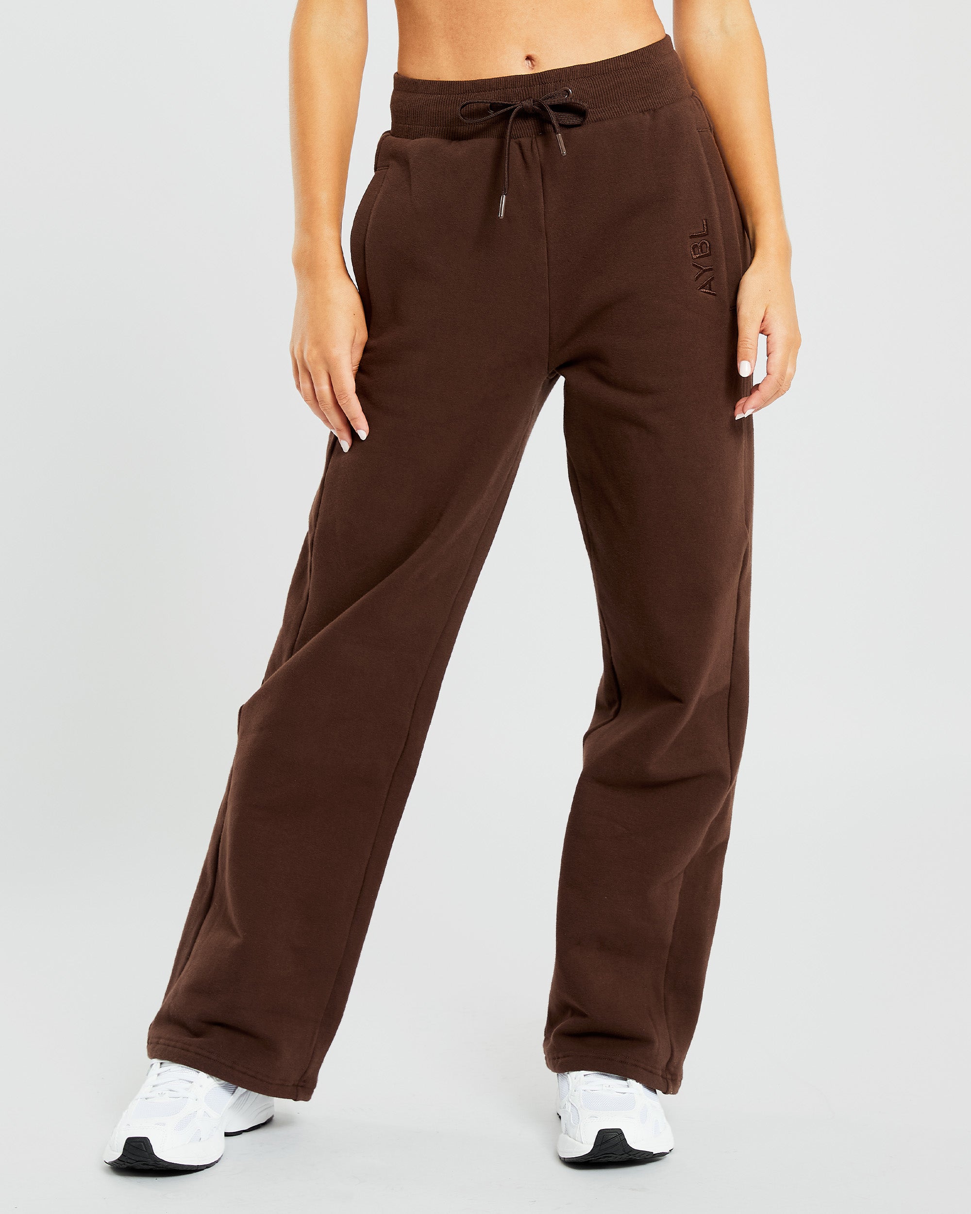 Pantalon de jogging décontracté à jambe droite de tous les jours - Marron cacao