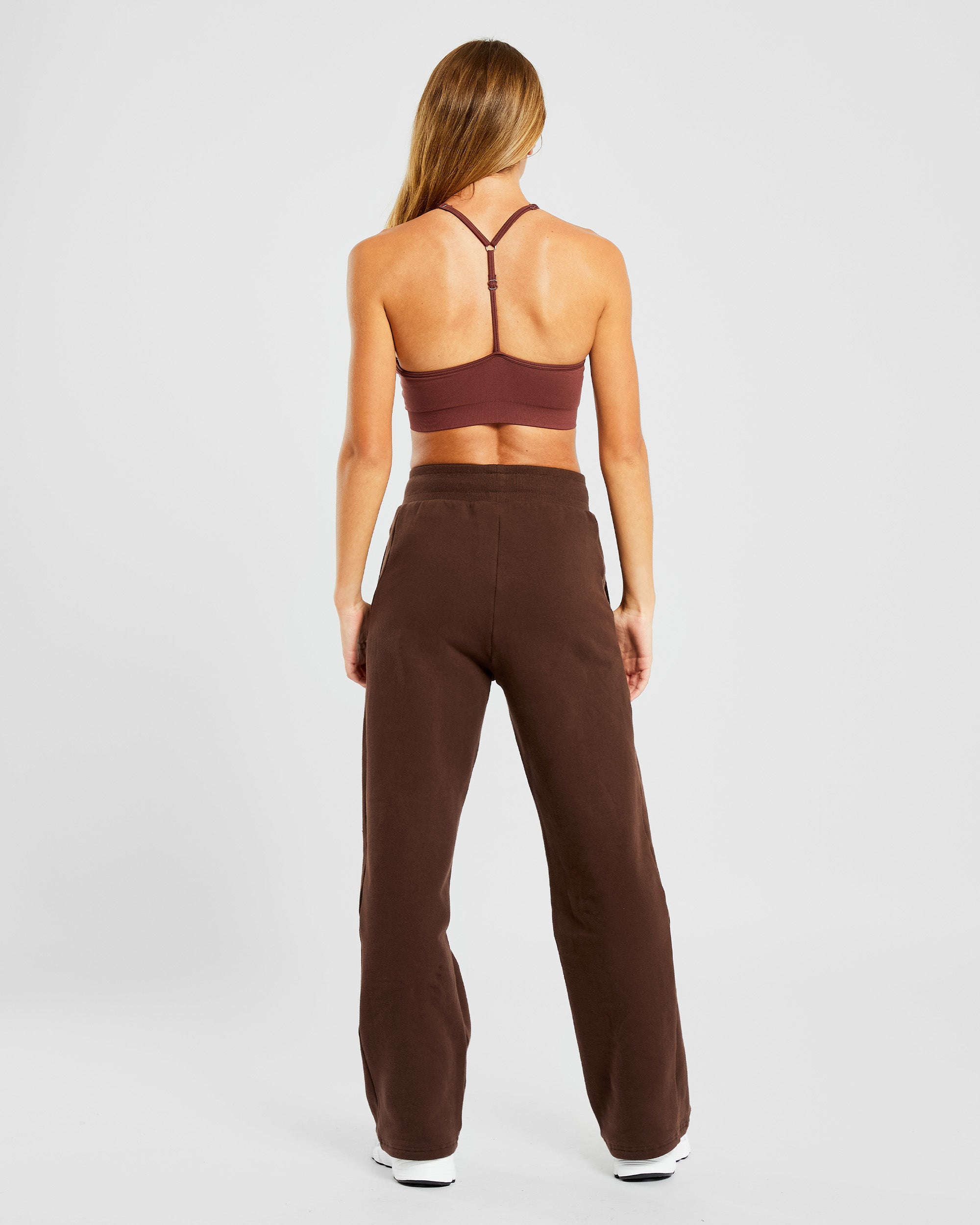 Pantalon de jogging décontracté à jambe droite de tous les jours - Marron cacao