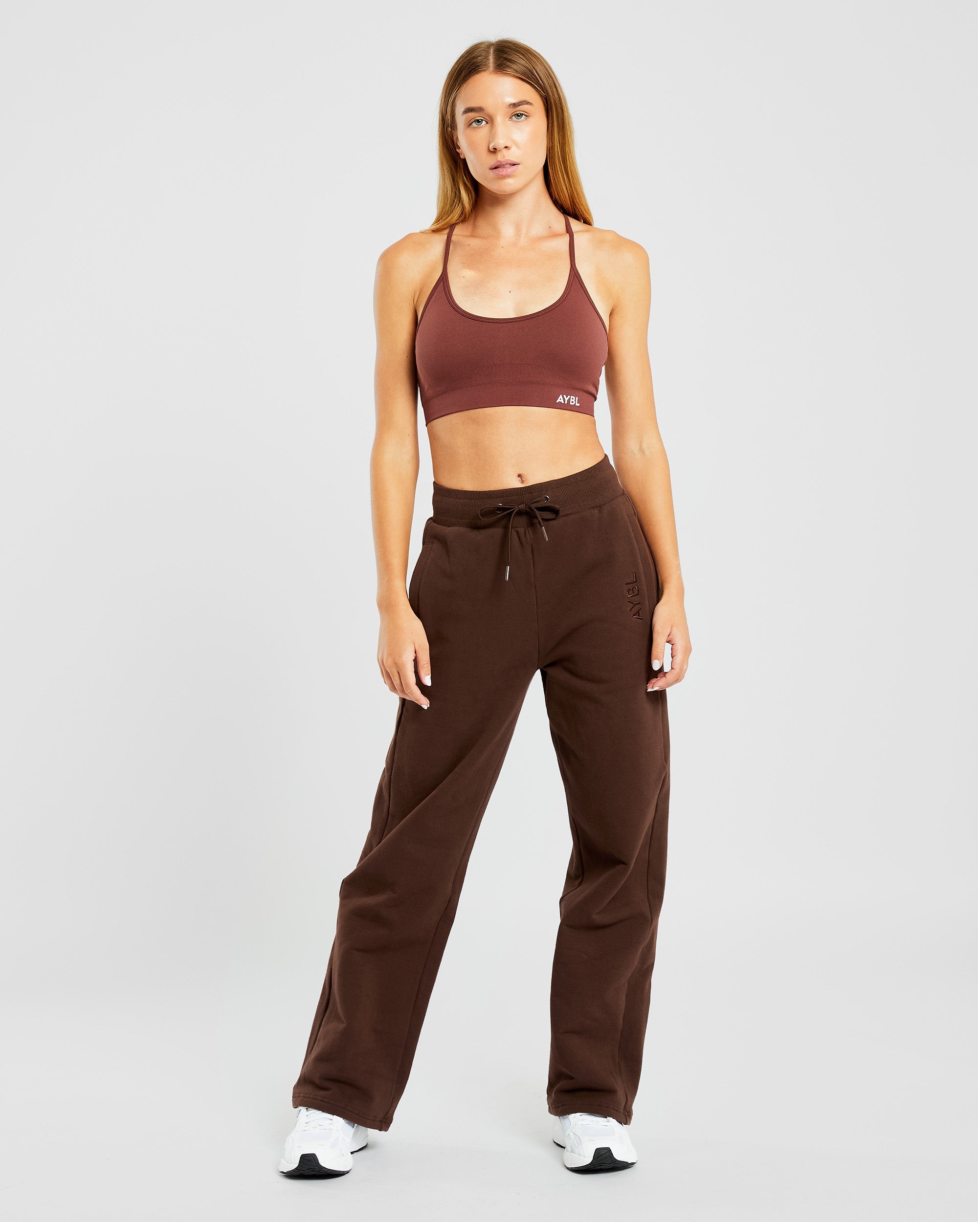 Pantalon de jogging décontracté à jambe droite de tous les jours - Marron cacao