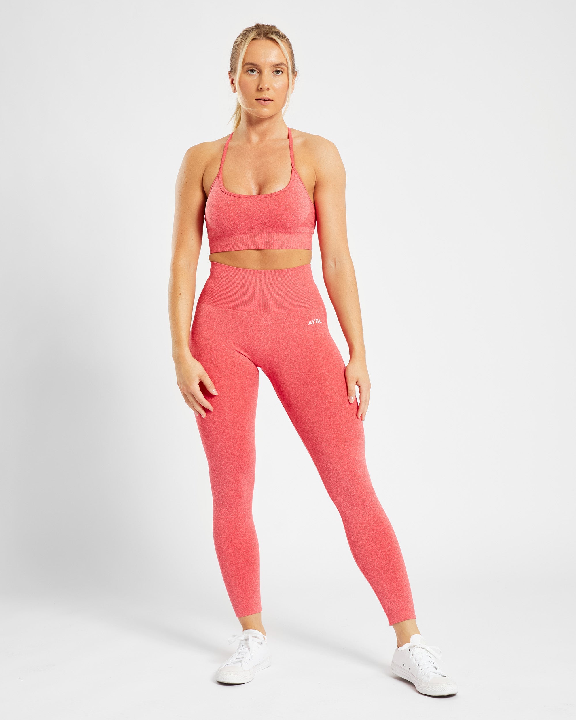 Nahtlose Empower-Leggings – Korallenrot meliert