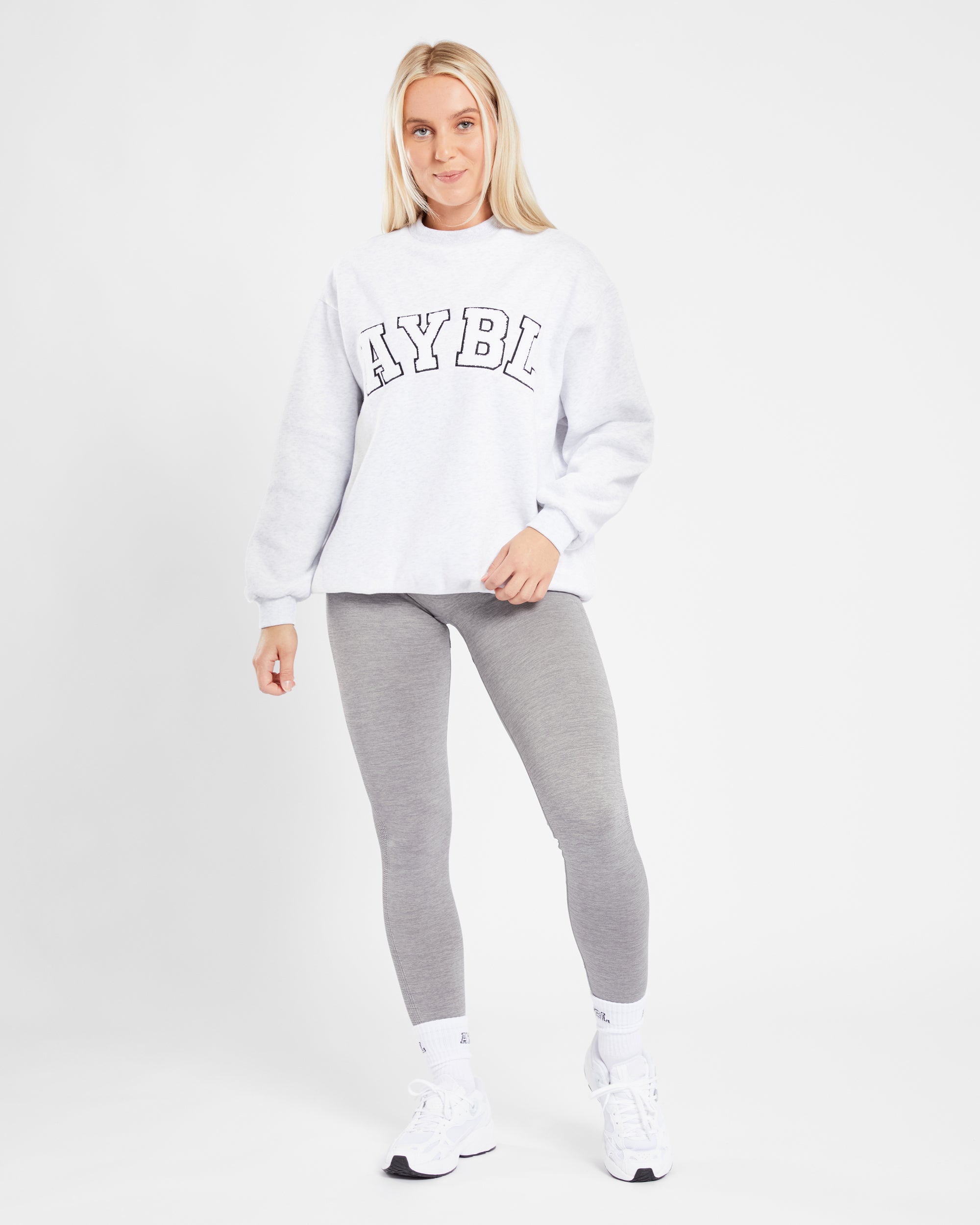 Übergroßes Varsity-Sweatshirt – Heather Grey