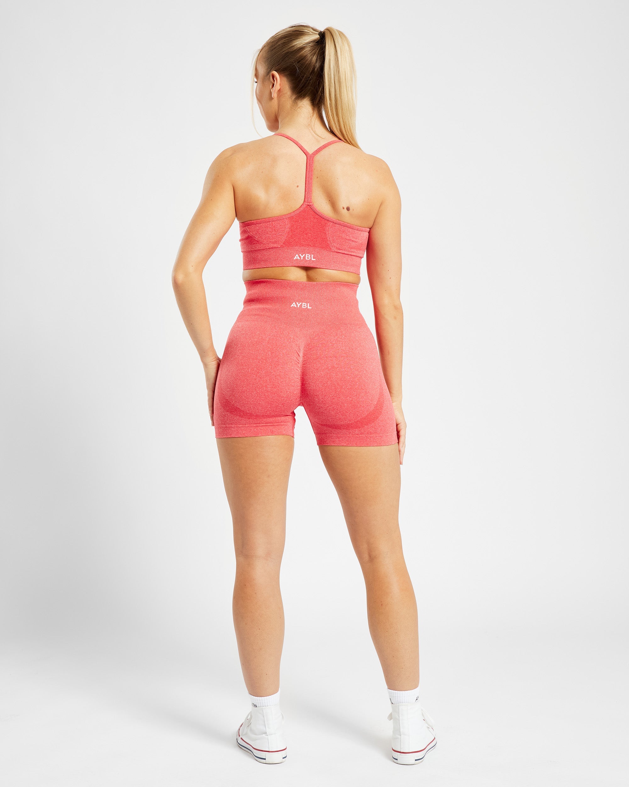 Nahtlose Empower-Shorts – Korallenrot meliert