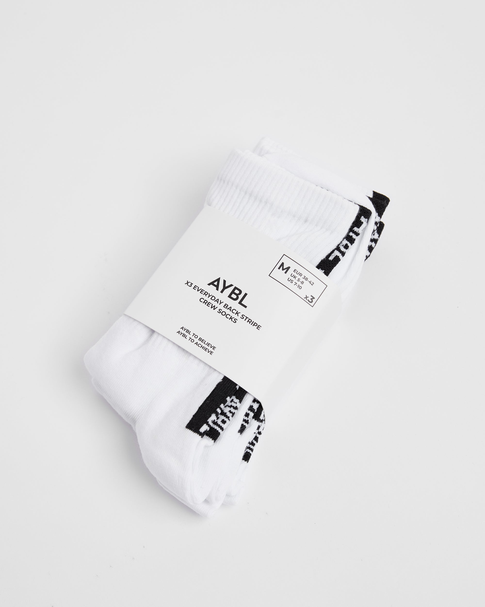 Everyday Back Stripe Crew Socks (3 Pack) - White