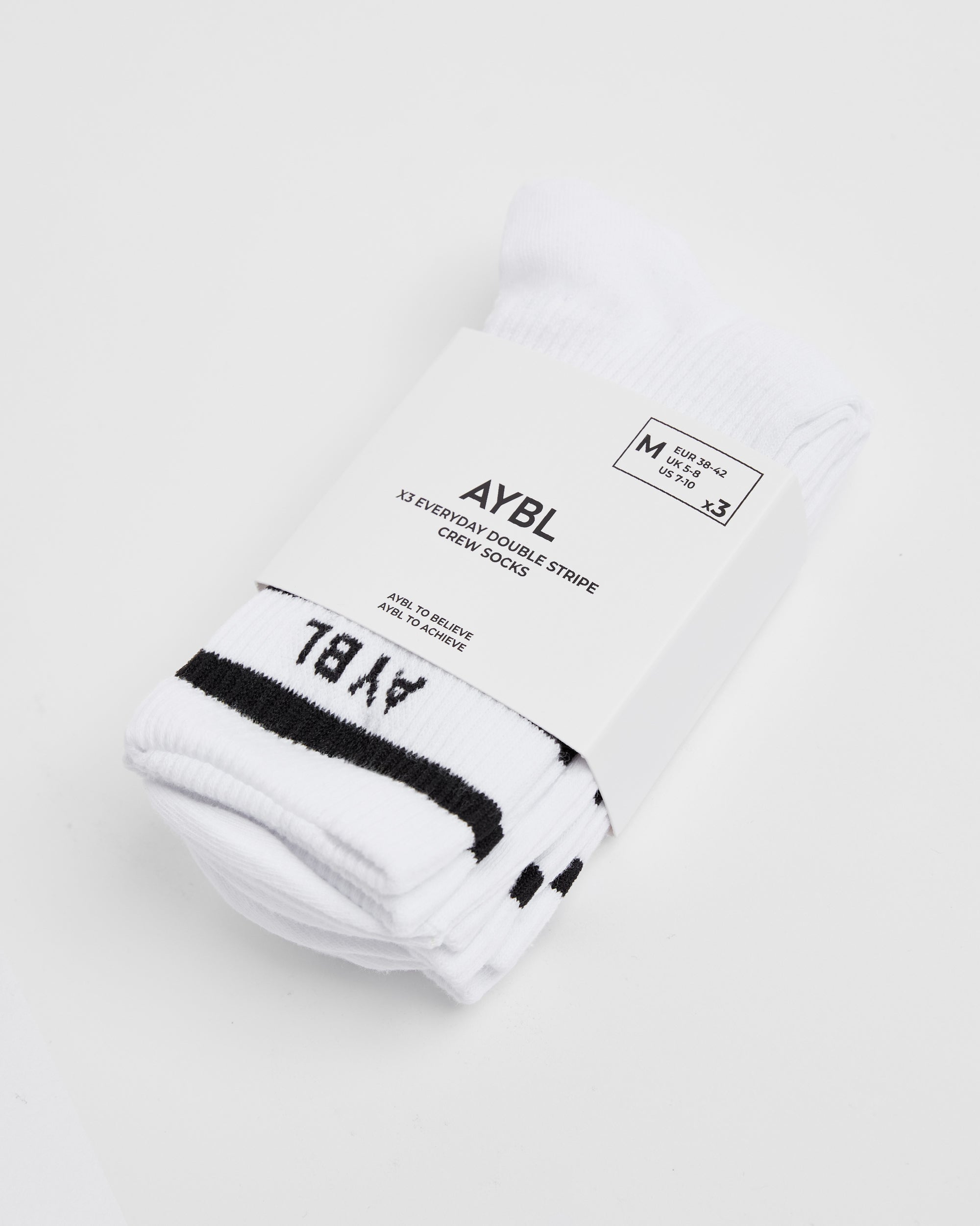 Chaussettes Everyday Double Stripe Crew (Paquet de 3) - Blanc