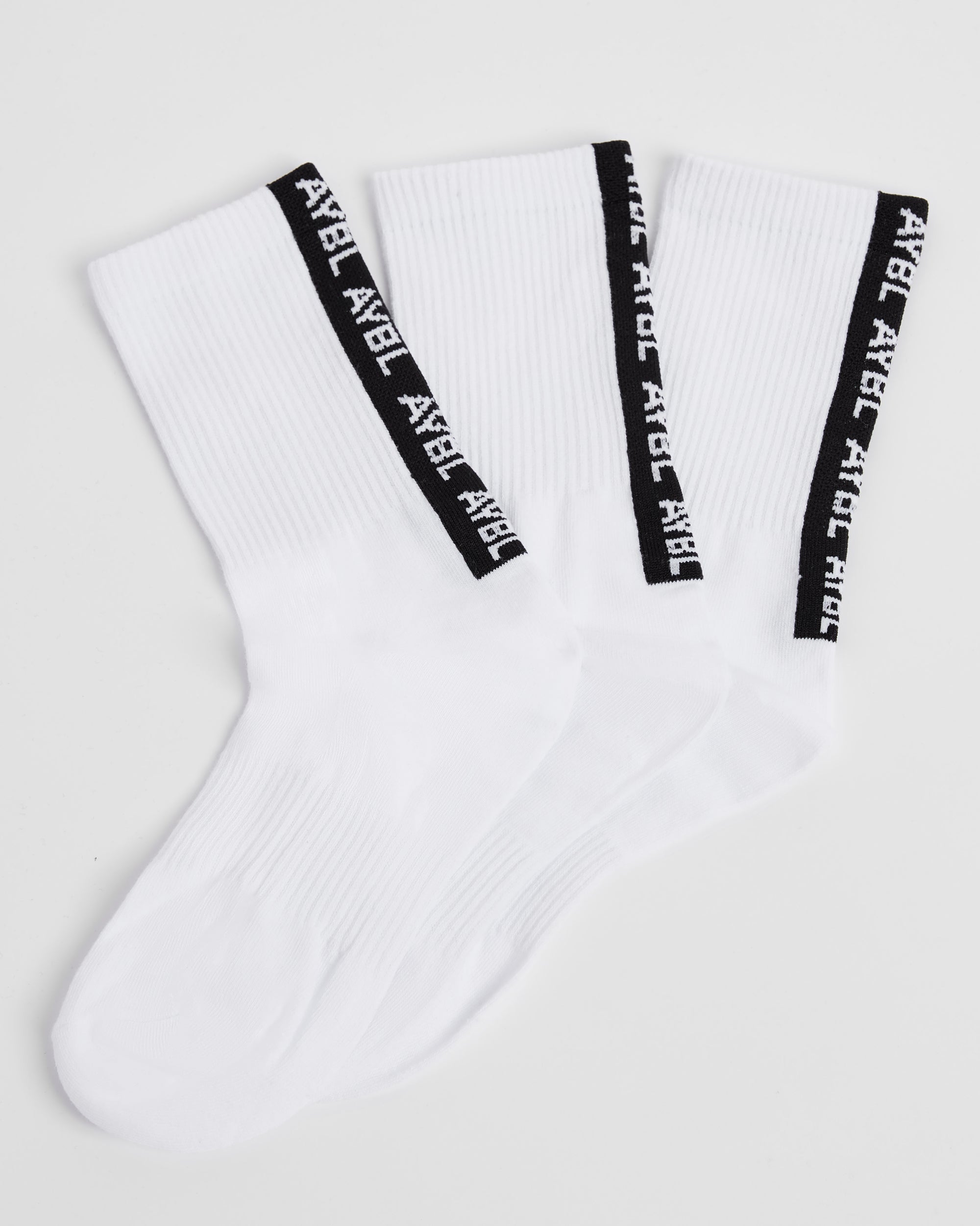 Everyday Back Stripe Crew Socken (3er-Pack) – Weiß