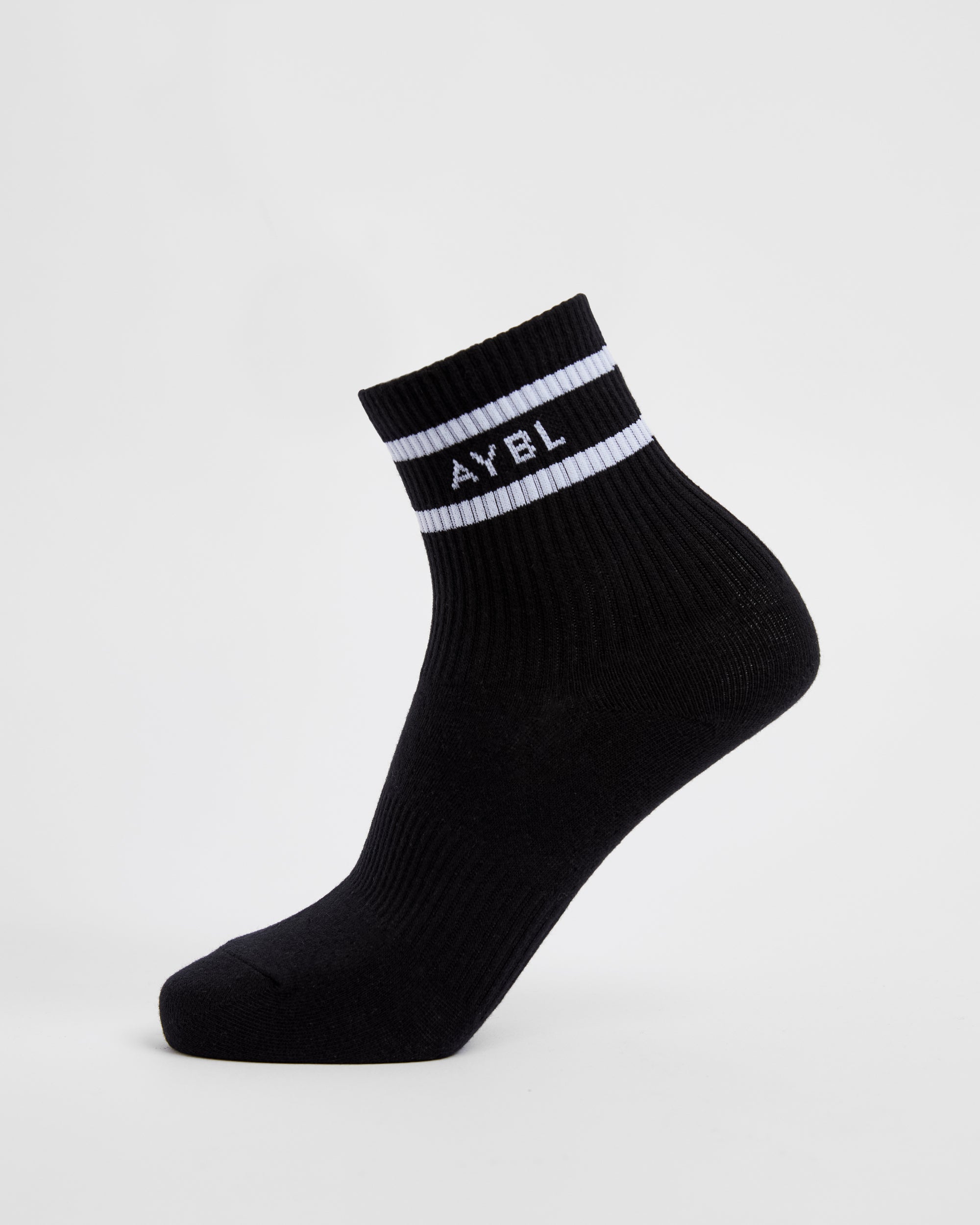 Everyday Double Stripe Crew Socken (3er-Pack) – Schwarz