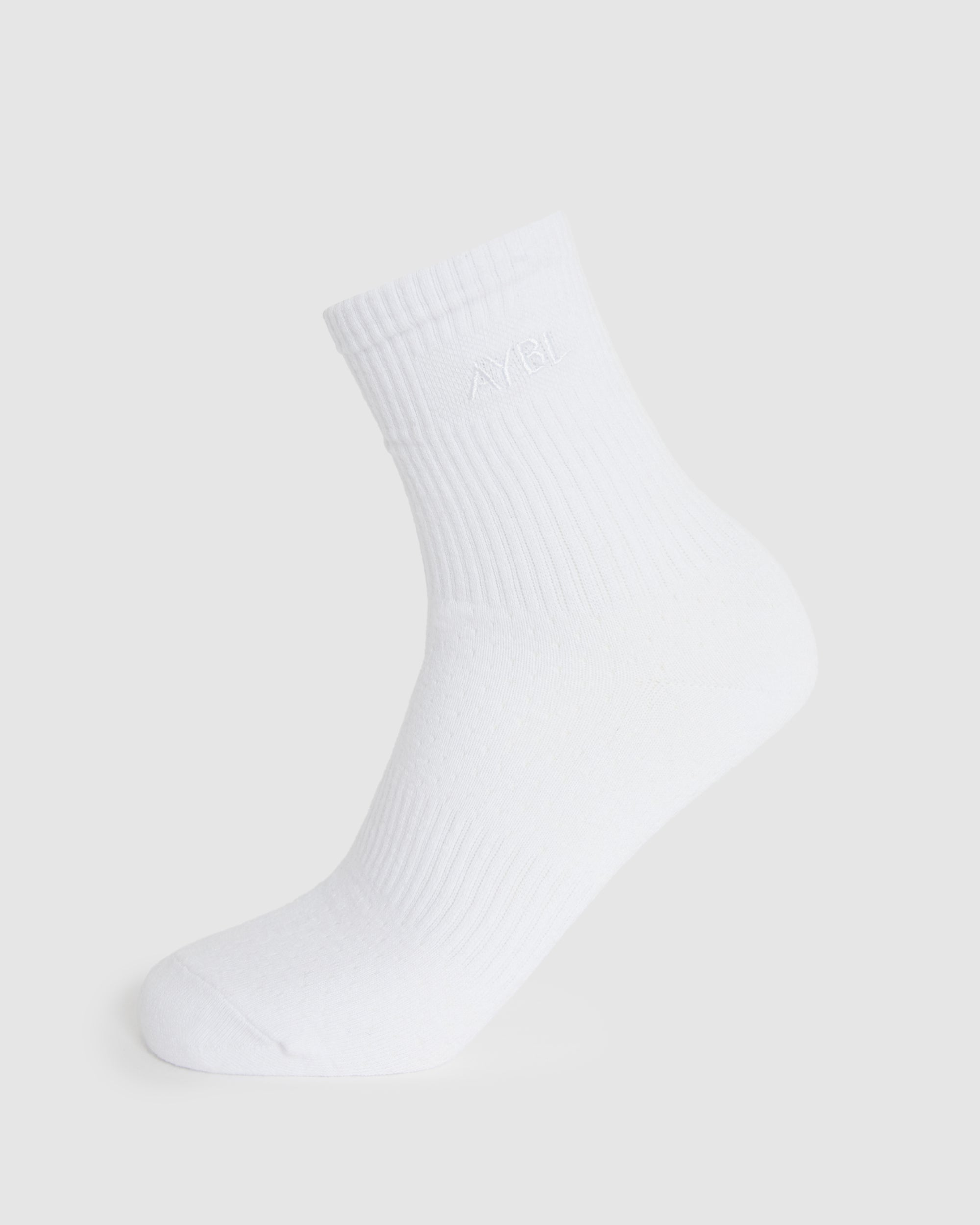 Chaussettes brodées ton sur ton - Blanc