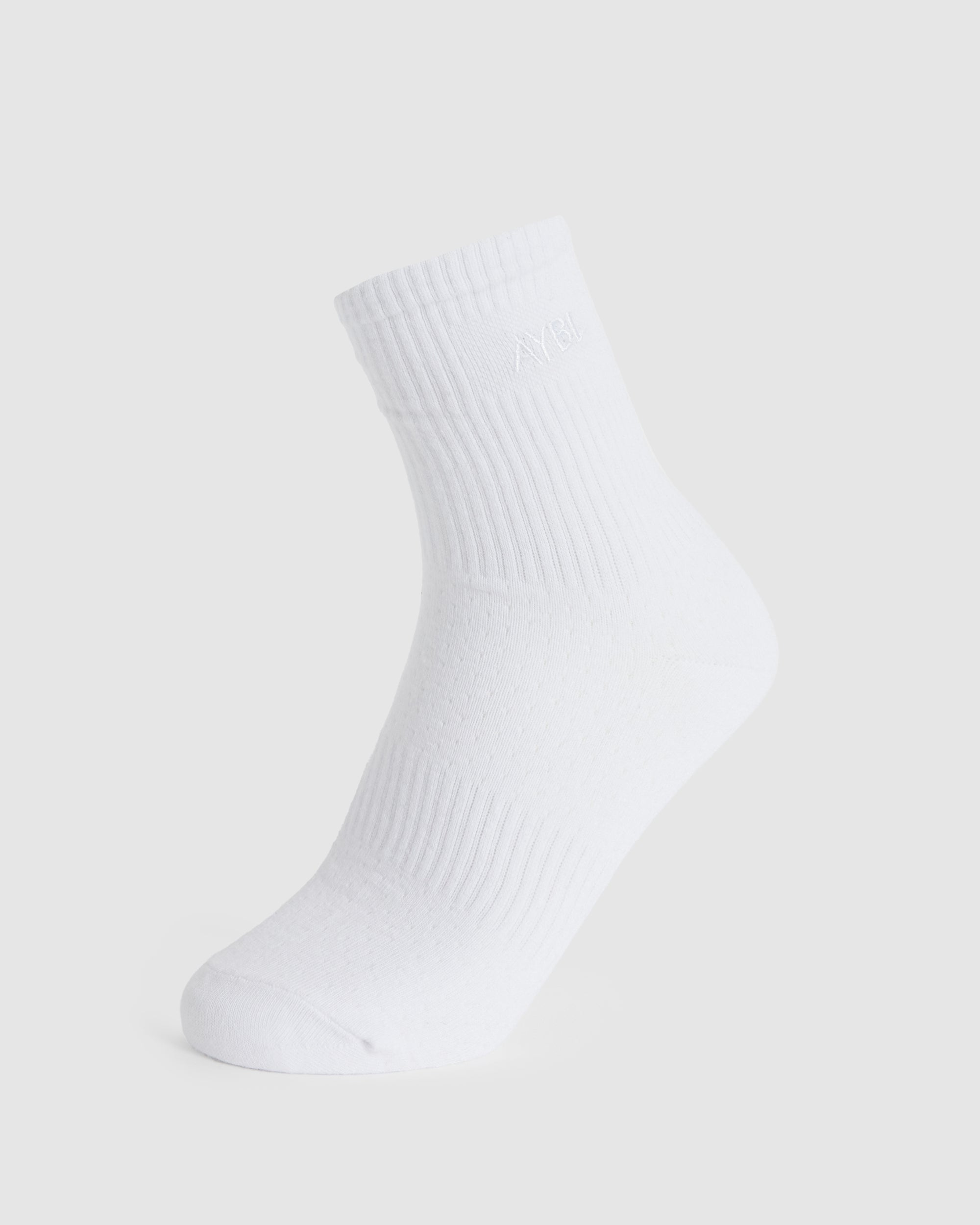 Chaussettes brodées ton sur ton - Blanc