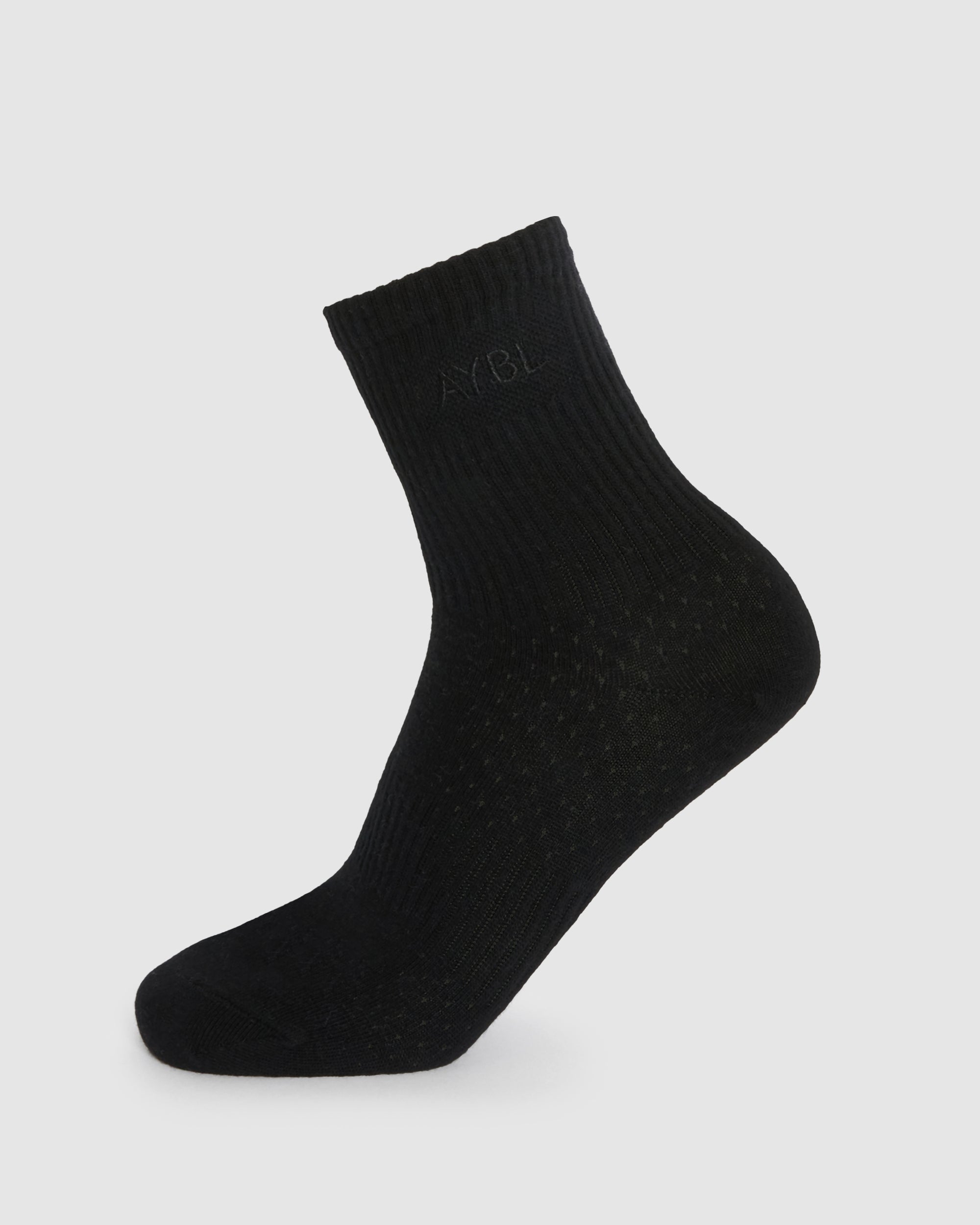 Chaussettes brodées ton sur ton - Noir