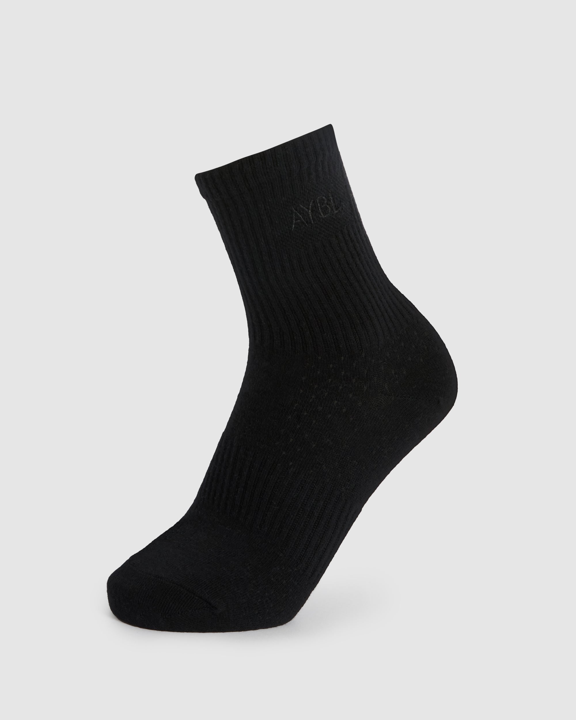 Ton in Ton bestickte Crew-Socken – Schwarz