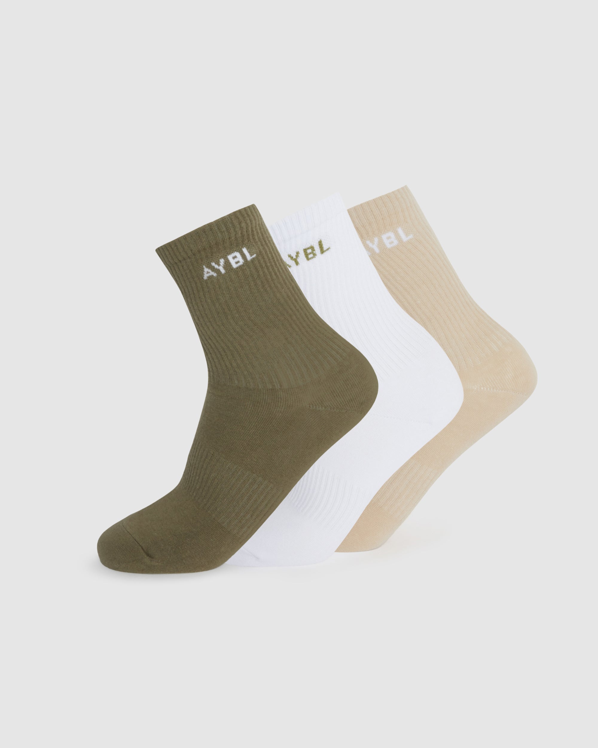 Chaussettes Everyday Crew (Paquet de 3) - Kaki/Beige/Blanc