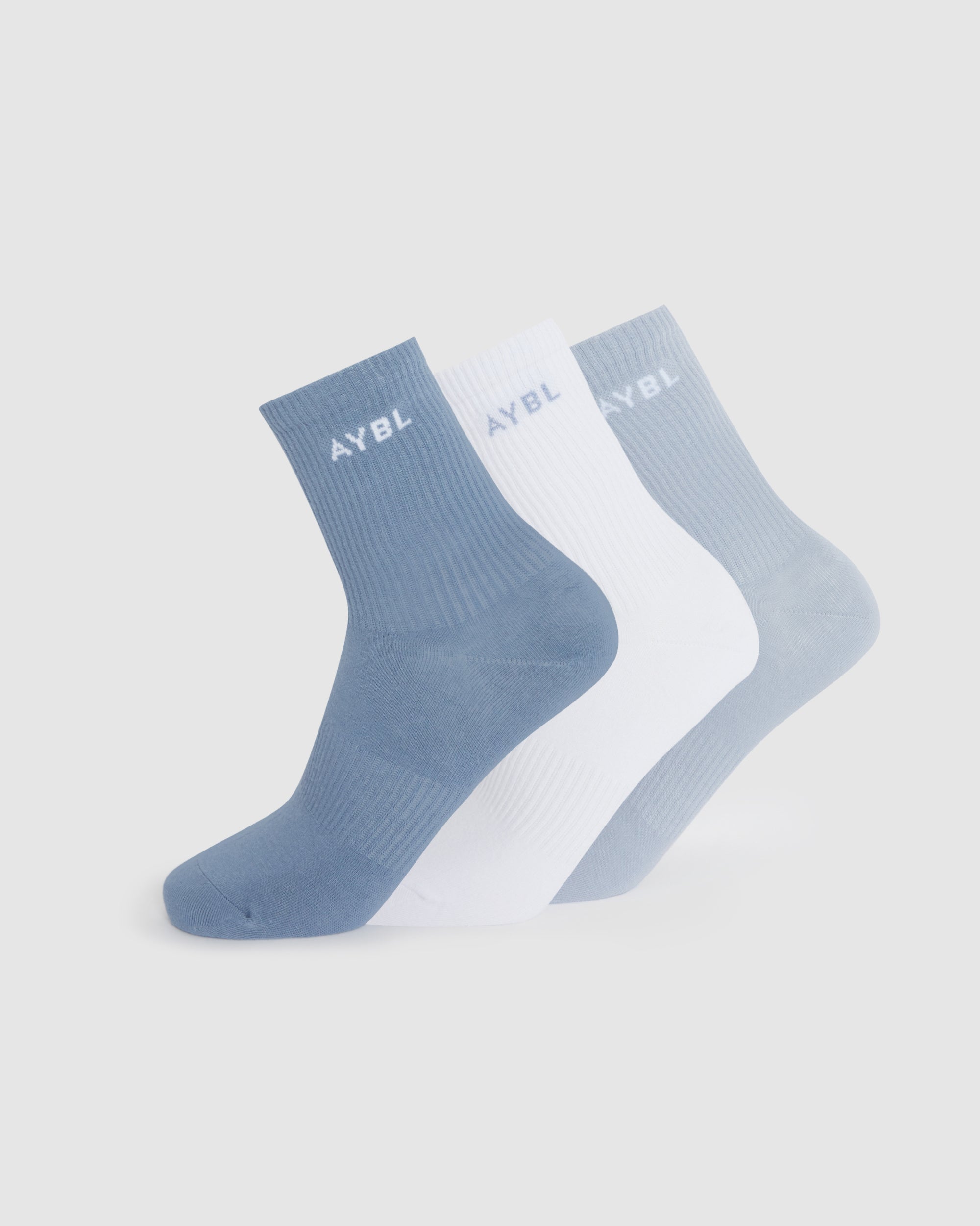 Chaussettes Everyday Crew (Paquet de 3) - Bleu Ardoise/Bleu Clair/Blanc