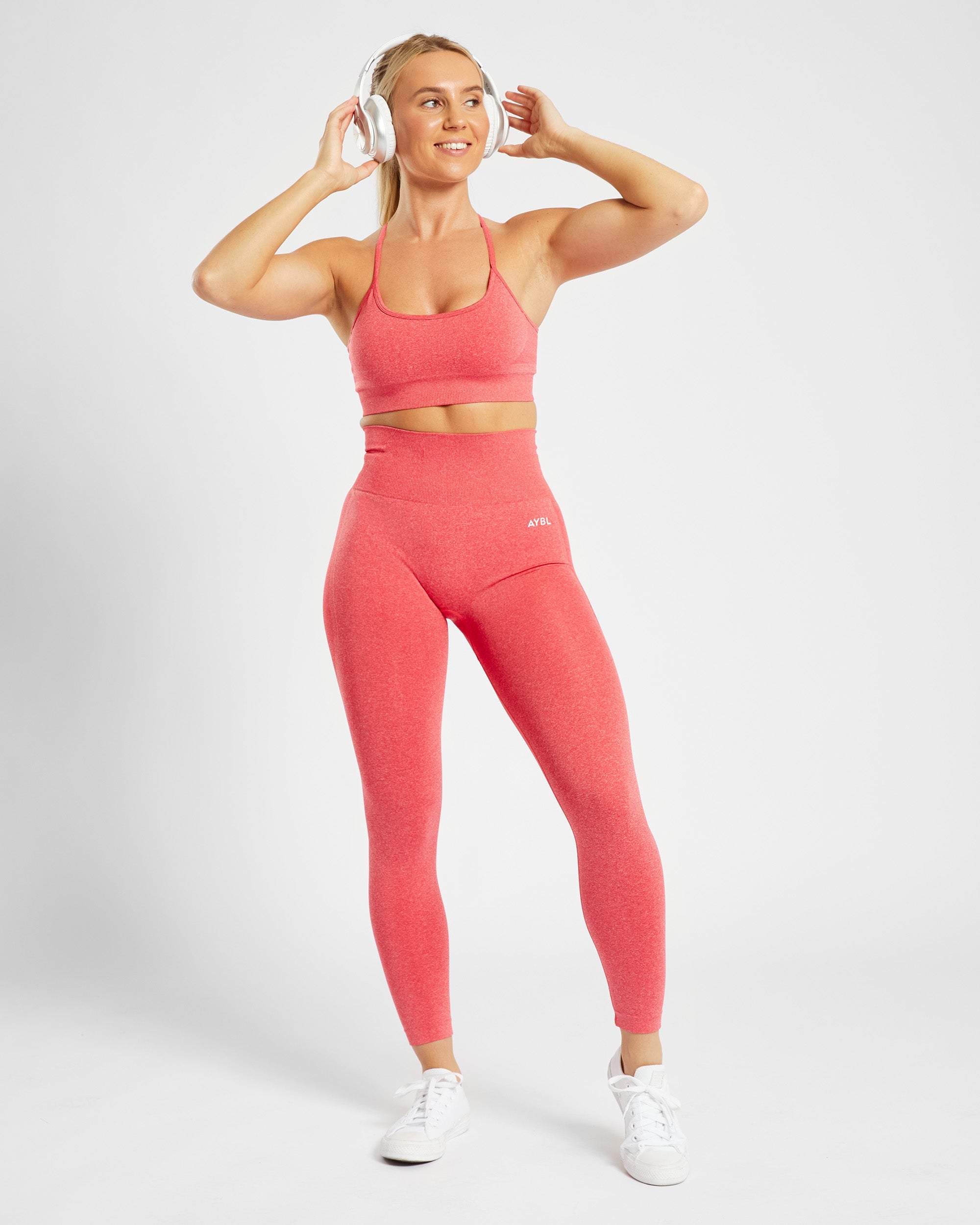 Nahtlose Empower-Leggings – Korallenrot meliert