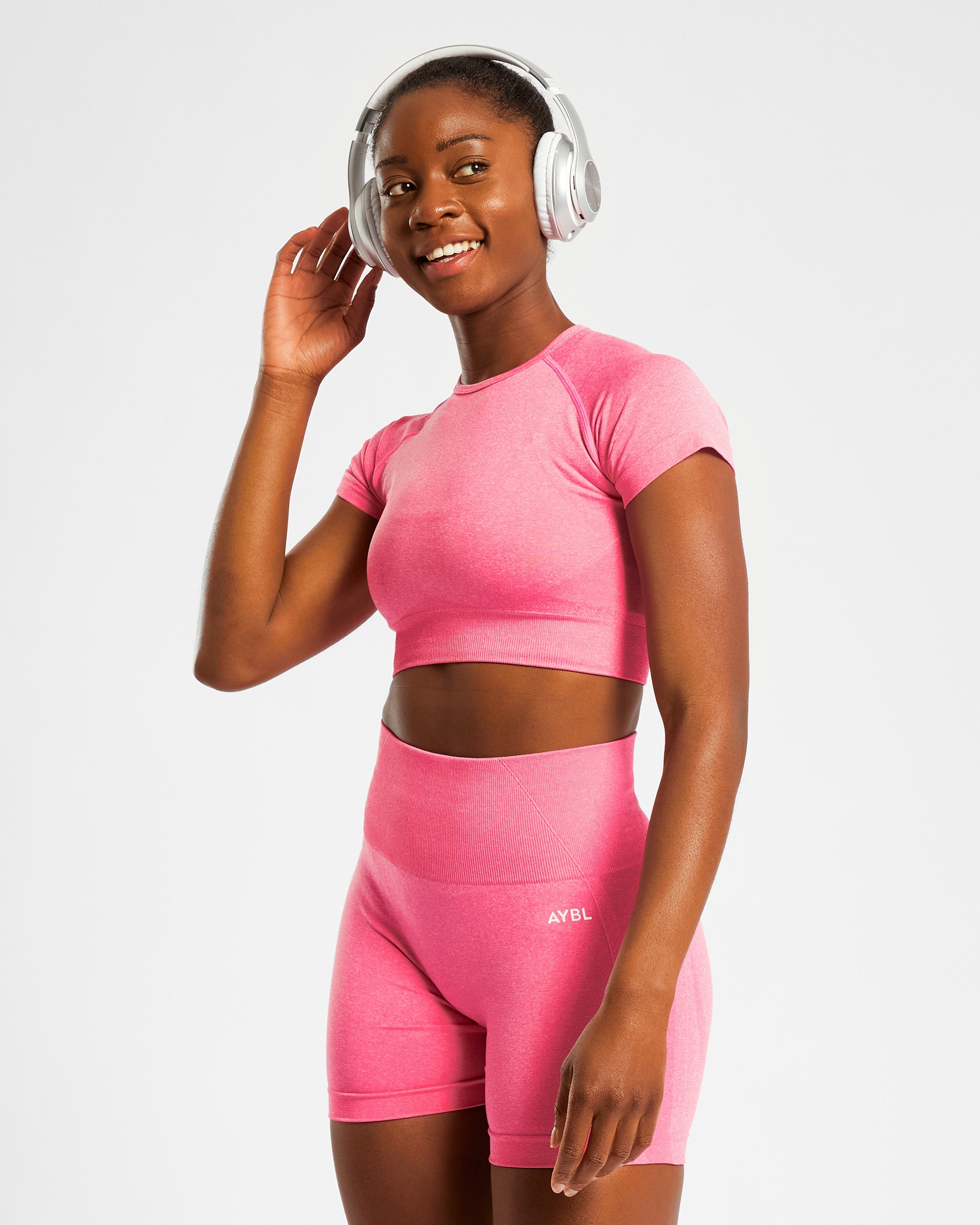 Empower Seamless Crop Top - Pink Marl