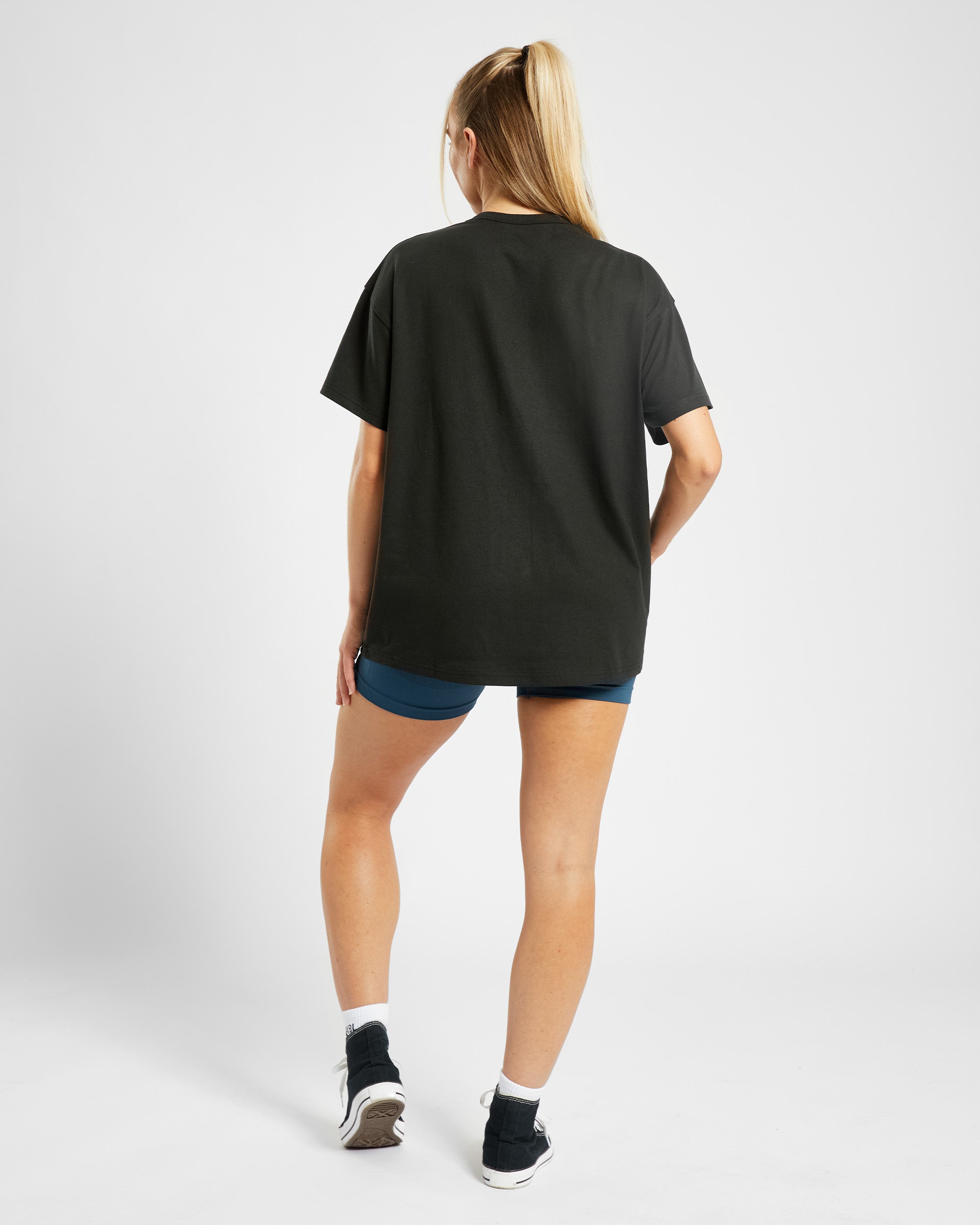 Varsity Oversized T Shirt - Black/Blue