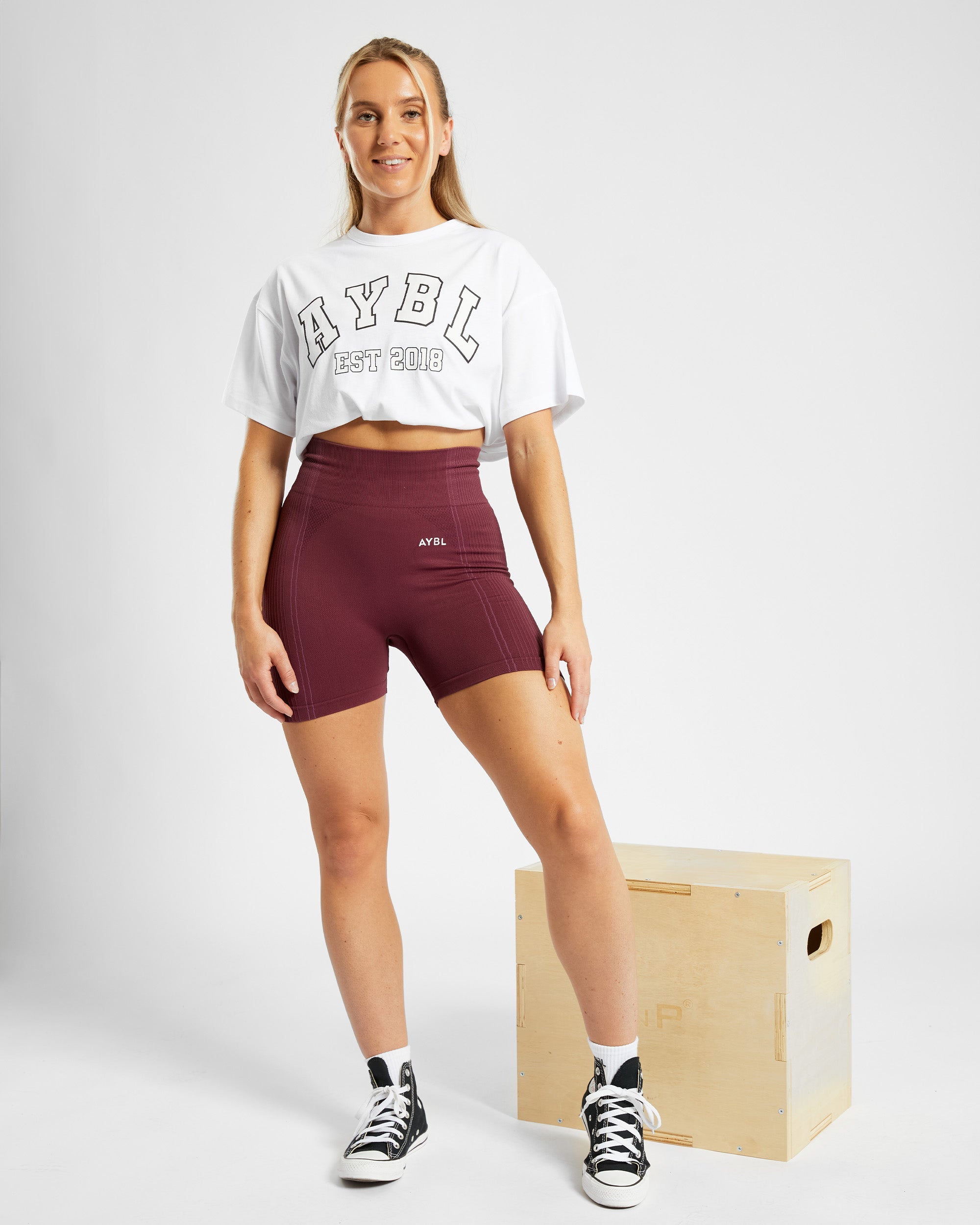 Varsity-Übergroßes T-Shirt – Weiß