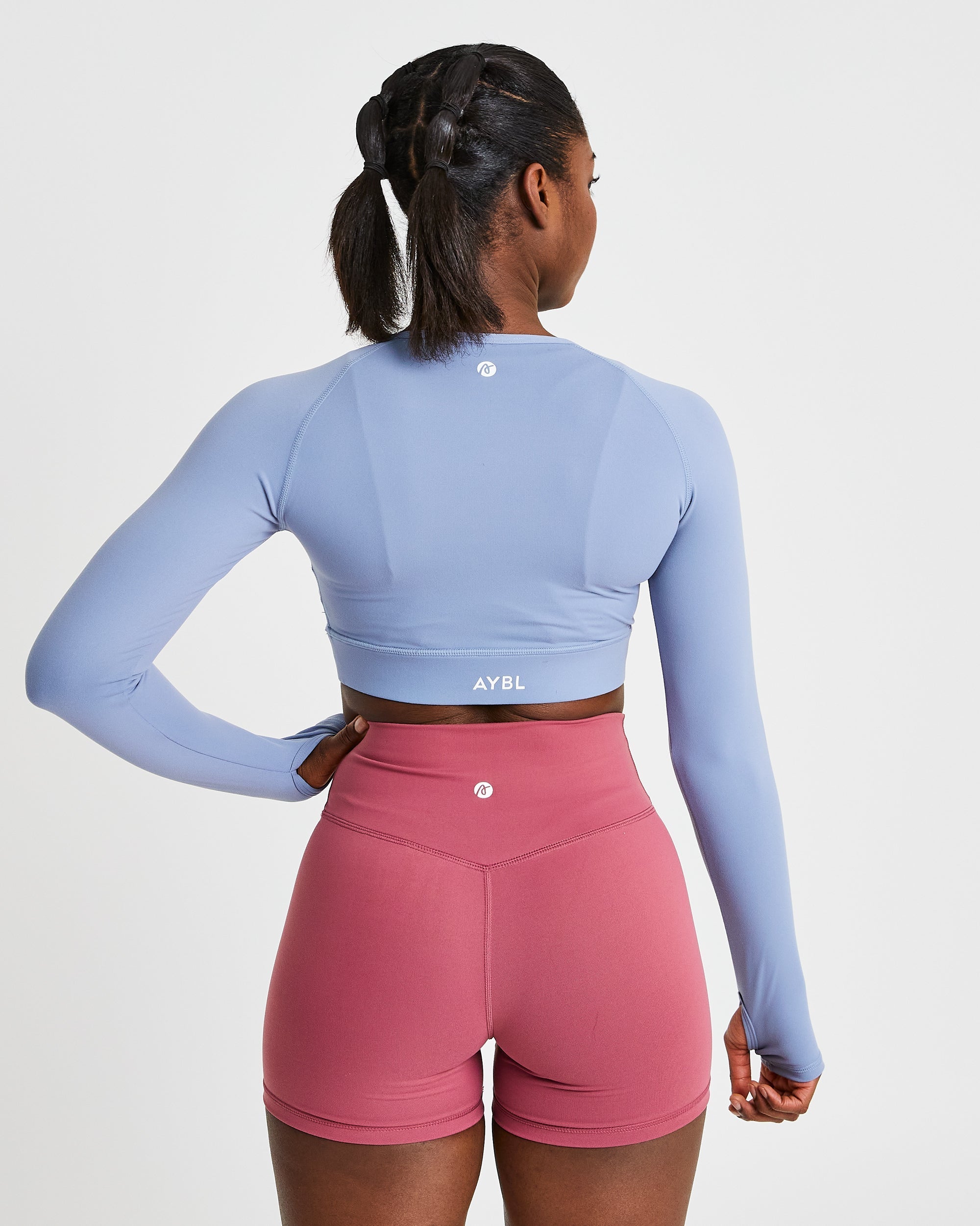 Core Long Sleeve Crop Top - Steel Blue