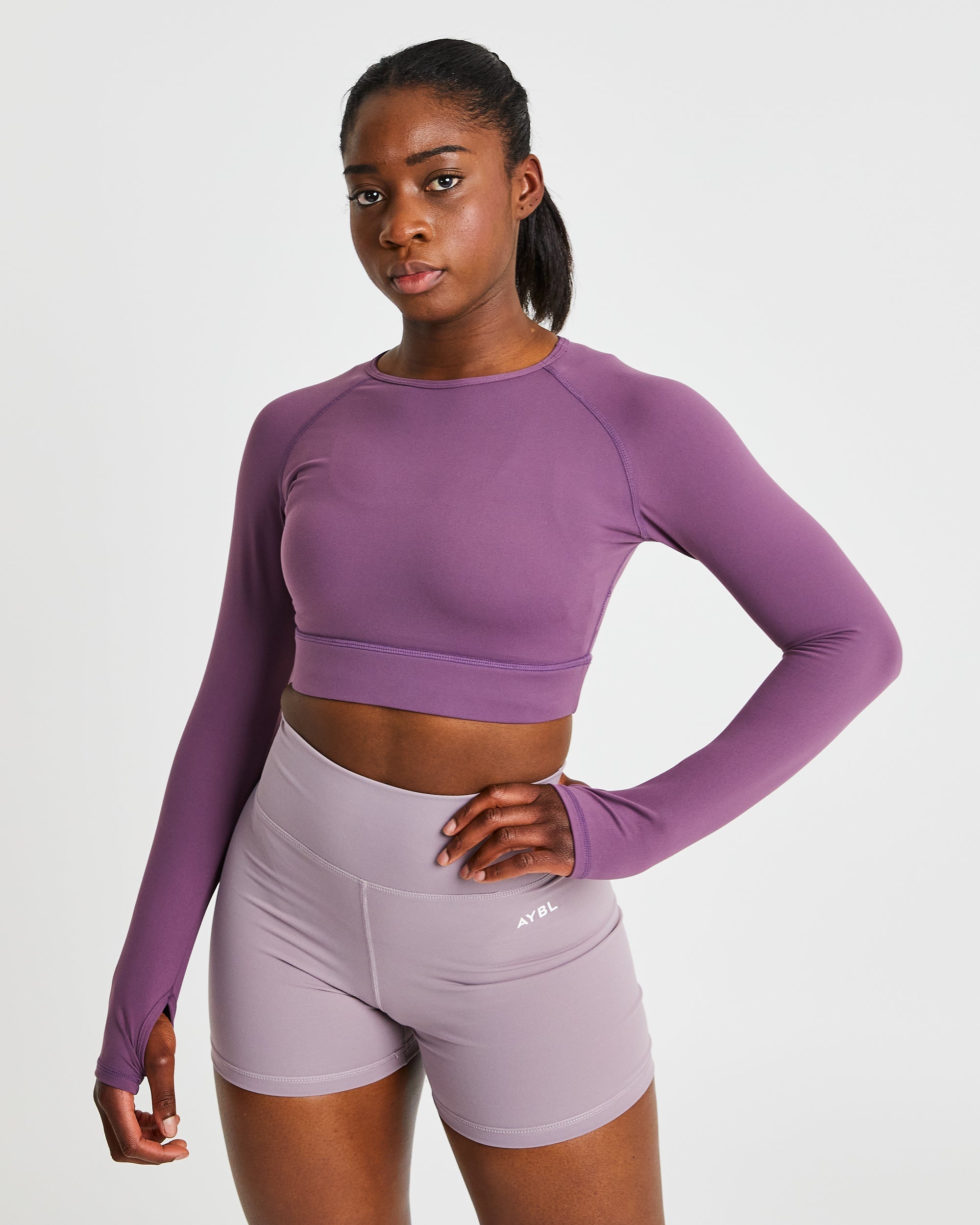 Core Long Sleeve Crop Top - Purple