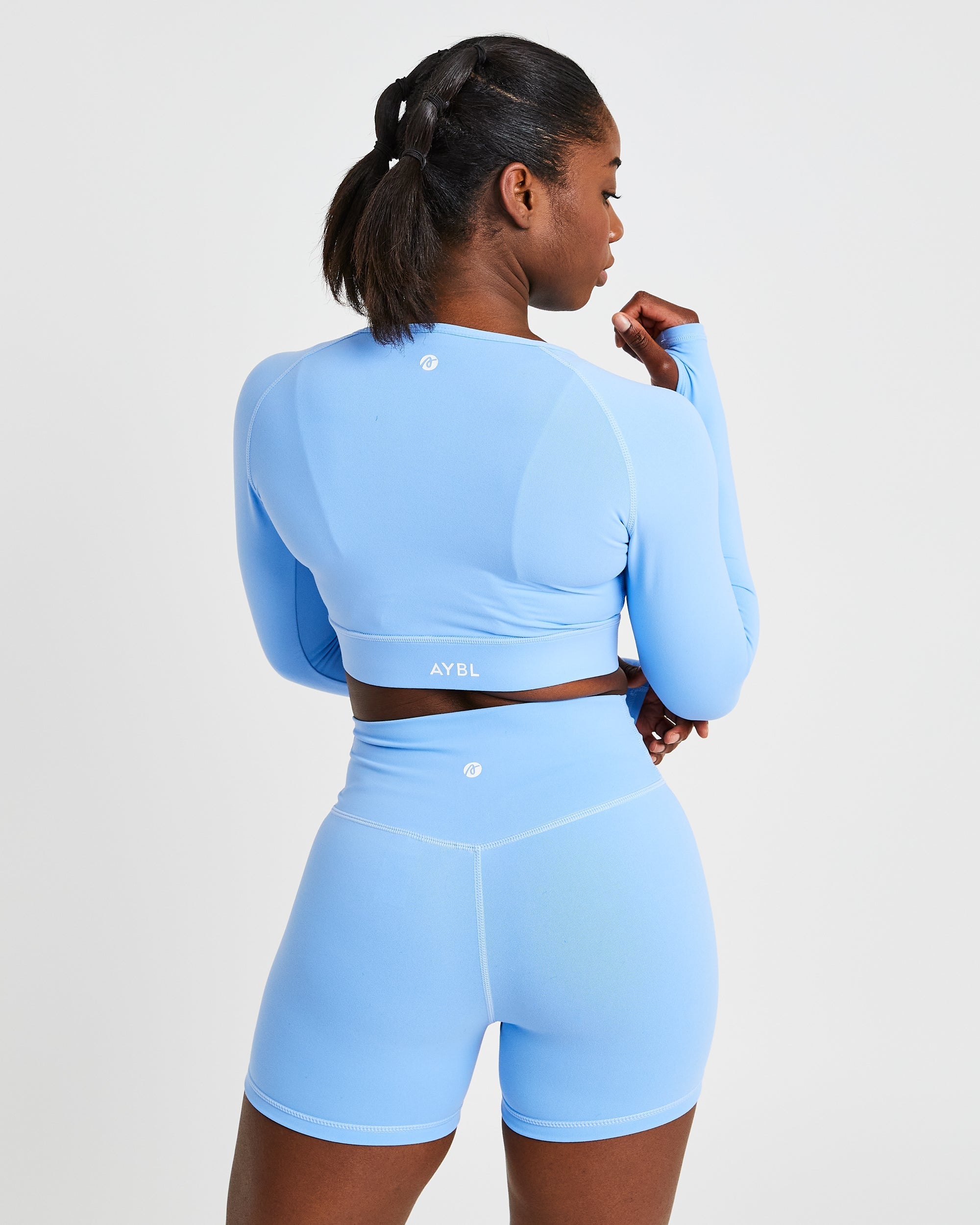 Core Langarm-Crop-Top – Placid Blue