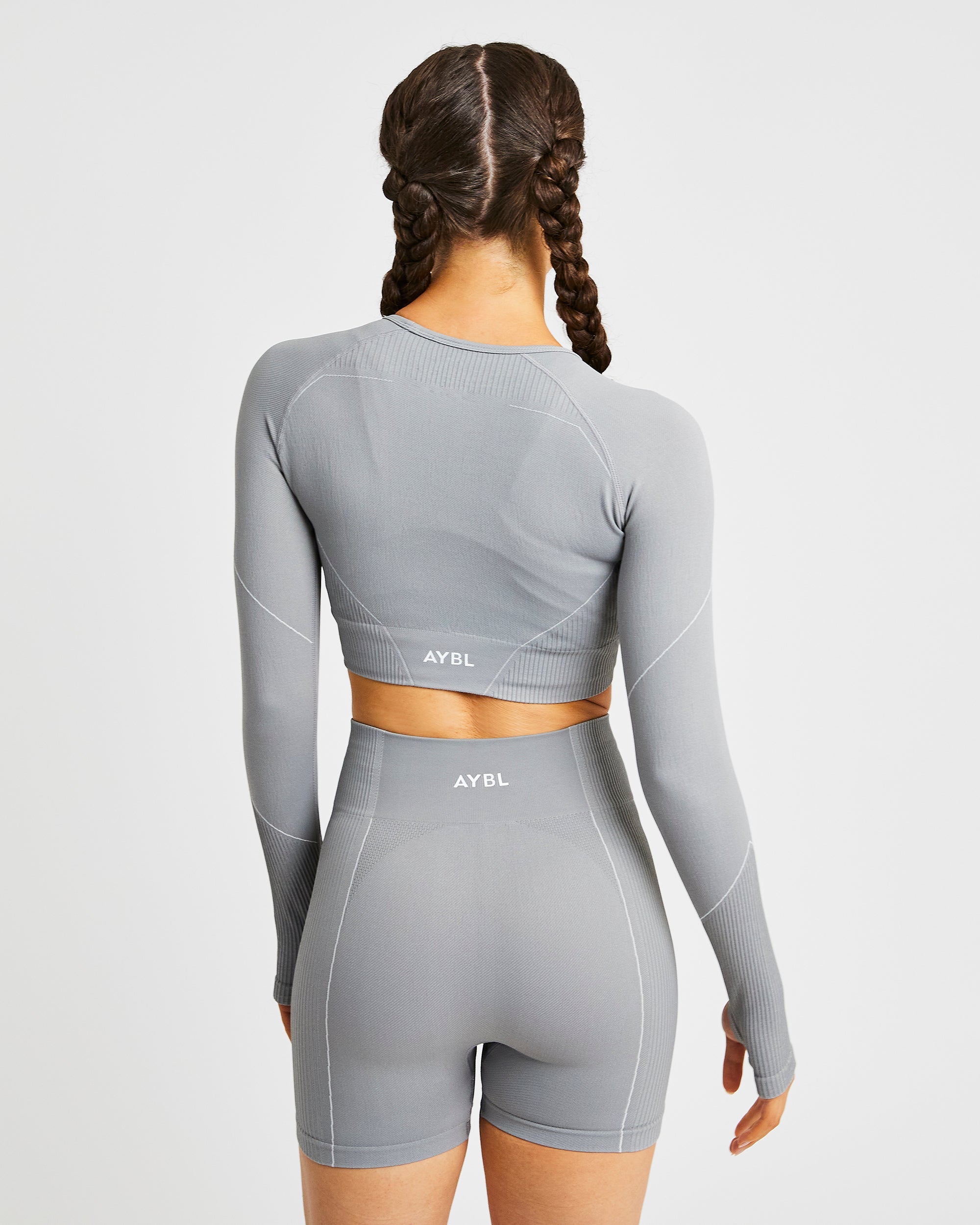 Reflex Seamless Long Sleeve Crop Top - Grey