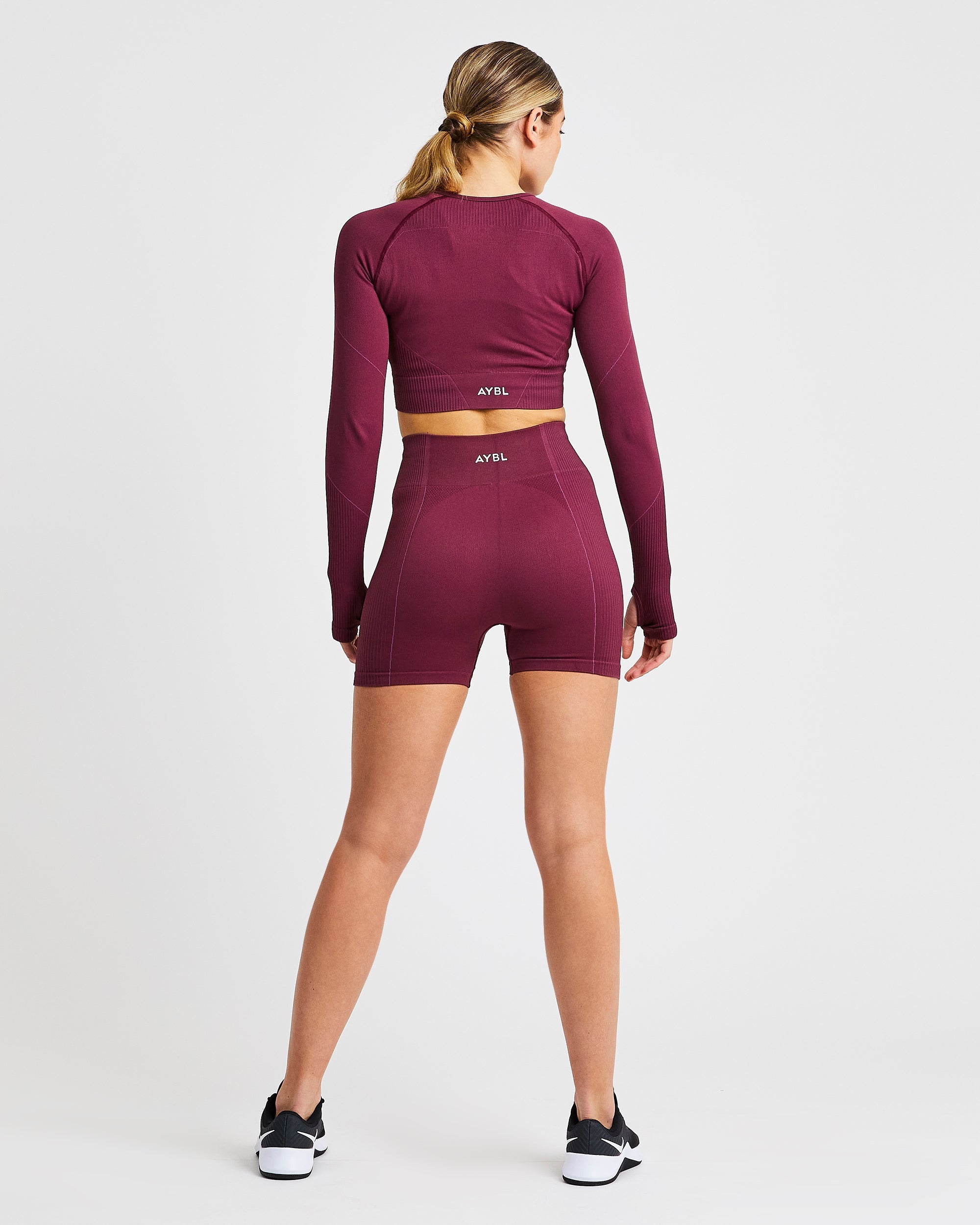 Reflex Seamless Long Sleeve Crop Top - Plum