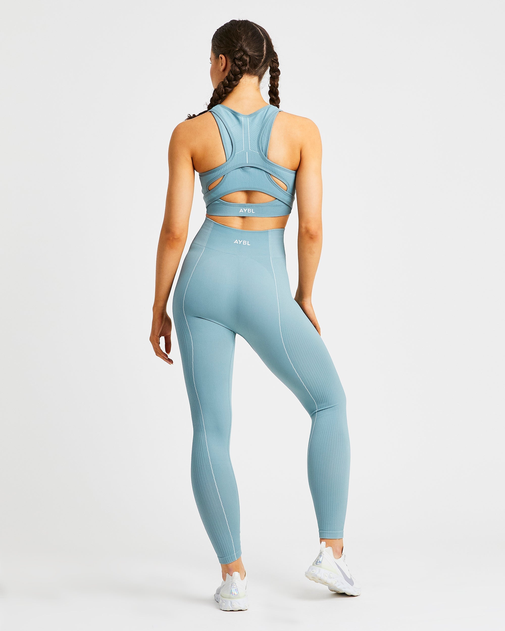 Nahtlose Reflex-Leggings – Blaugrün