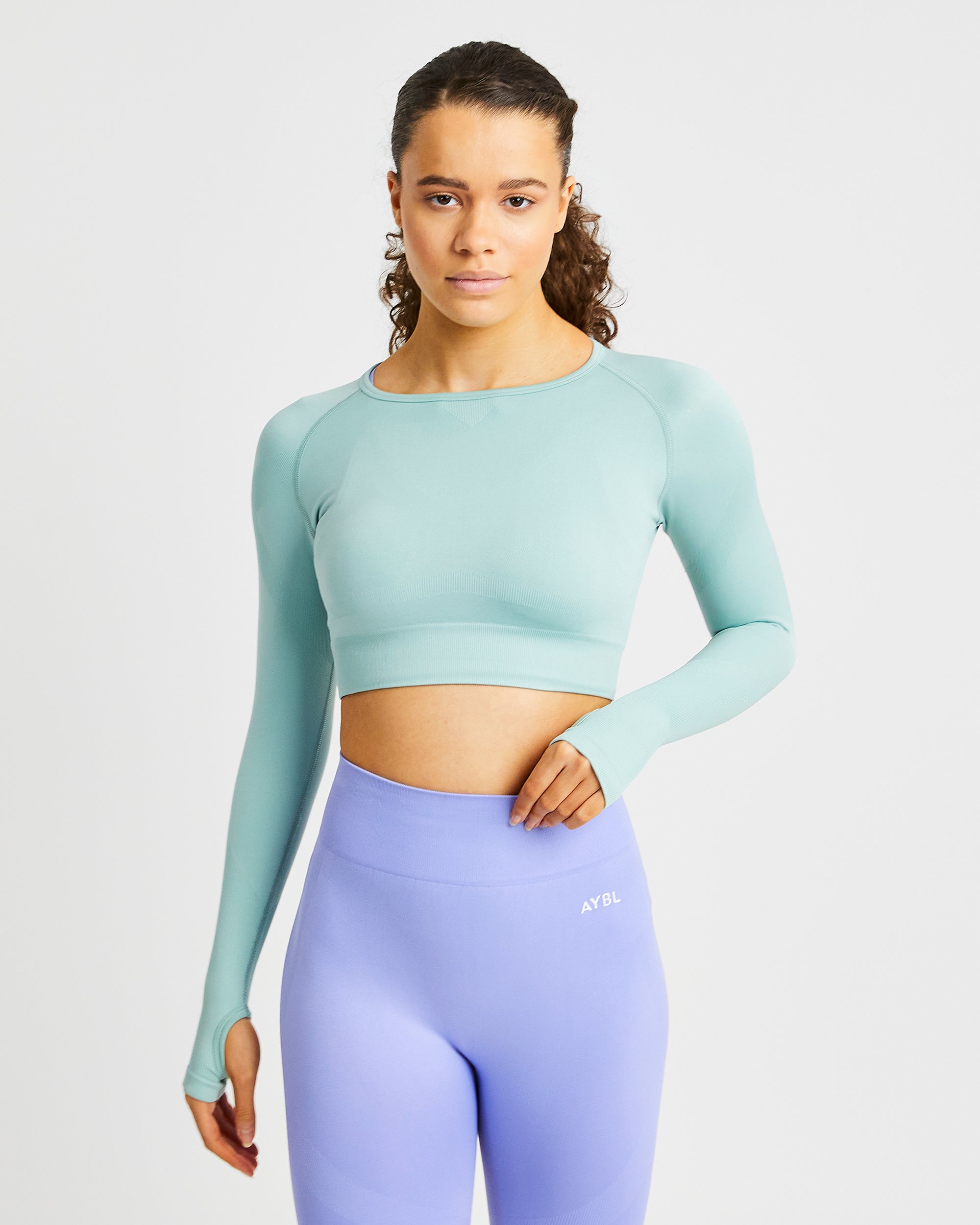 Reform Seamless Long Sleeve Crop Top - Sage Green