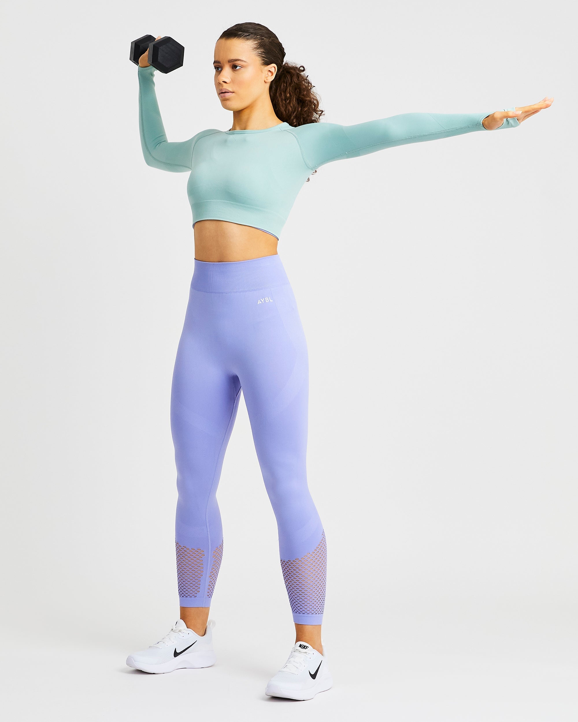 Reform Seamless Long Sleeve Crop Top - Sage Green