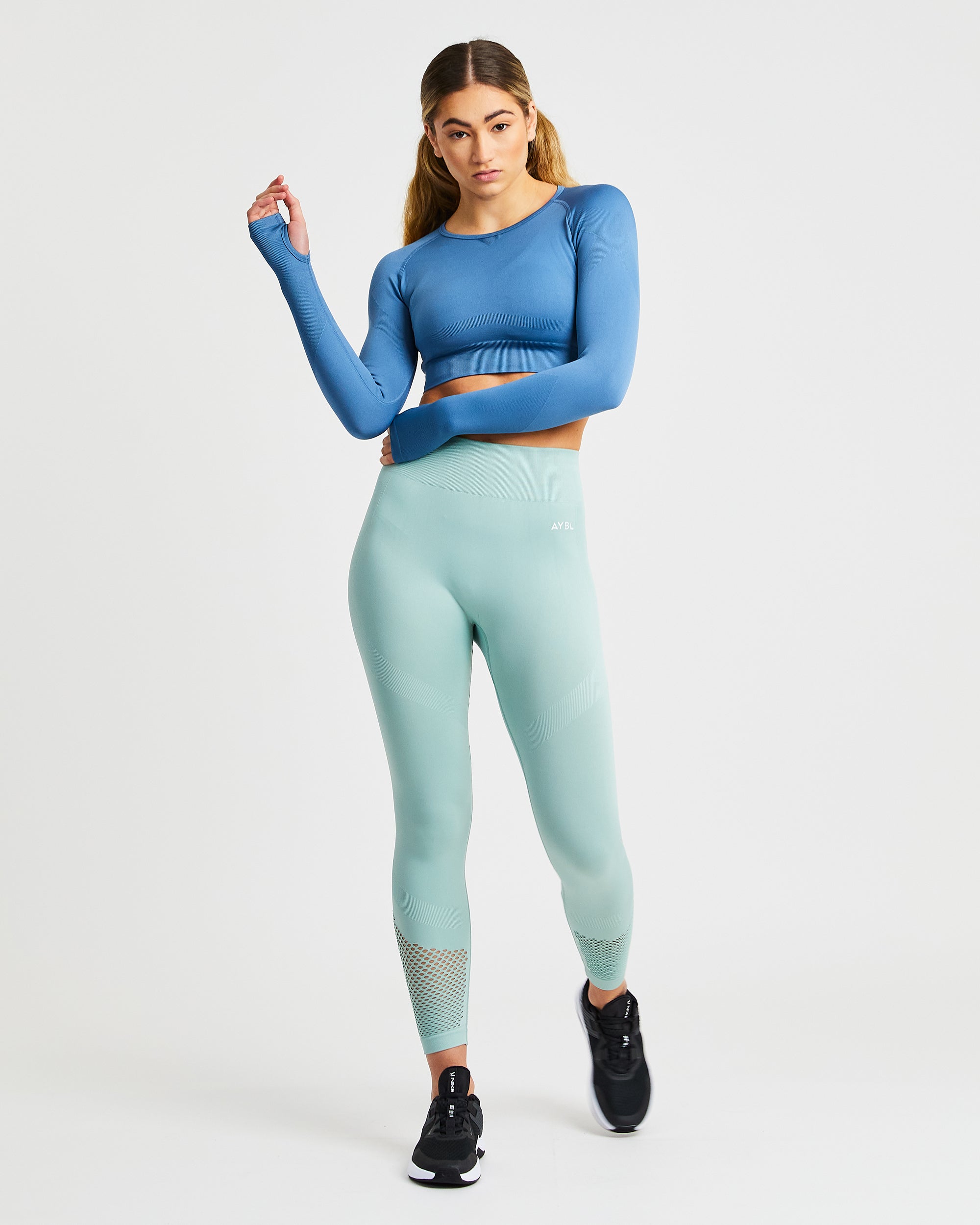 Reform Seamless Long Sleeve Crop Top - Petrol Blue