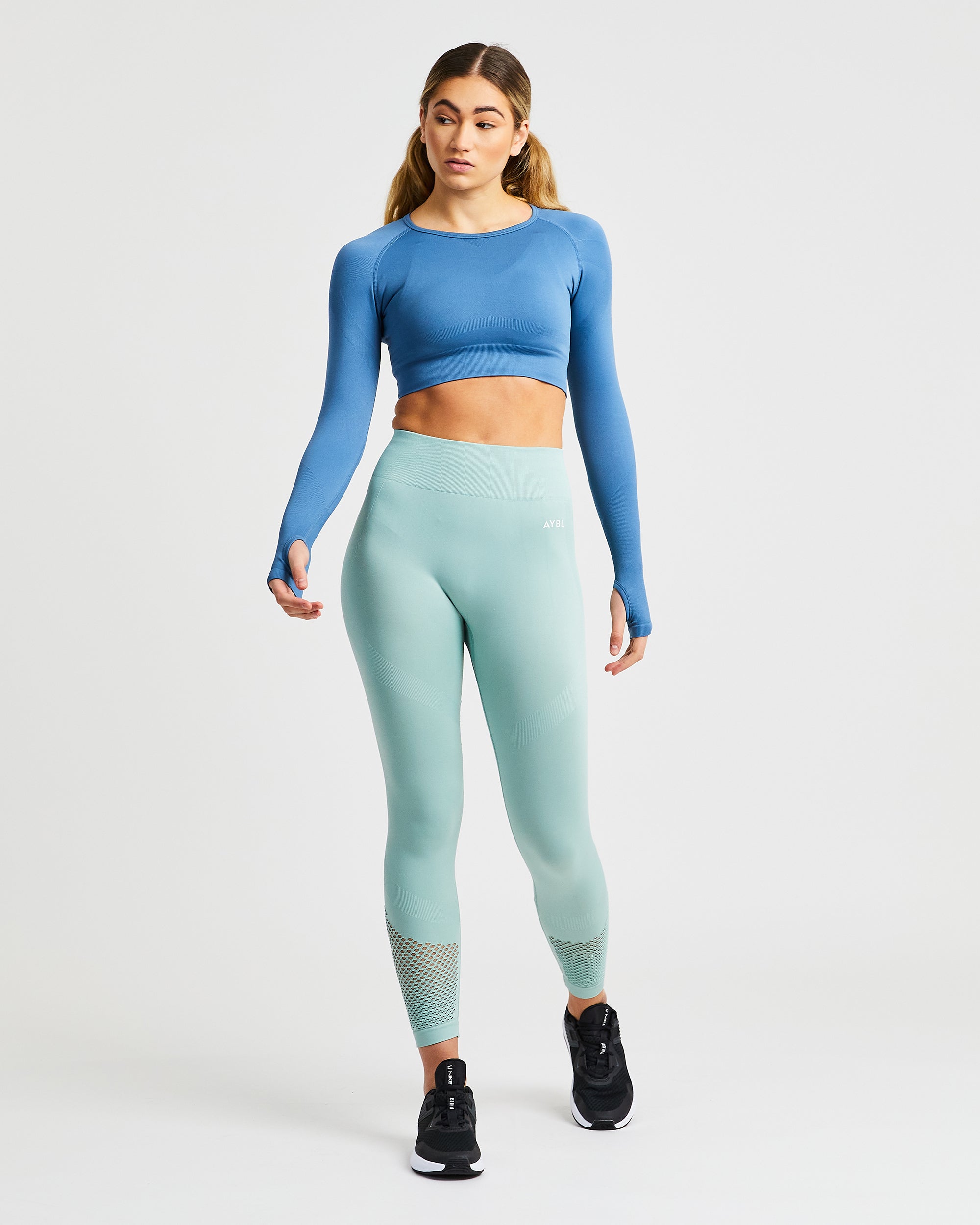 Reform Seamless Long Sleeve Crop Top - Petrol Blue