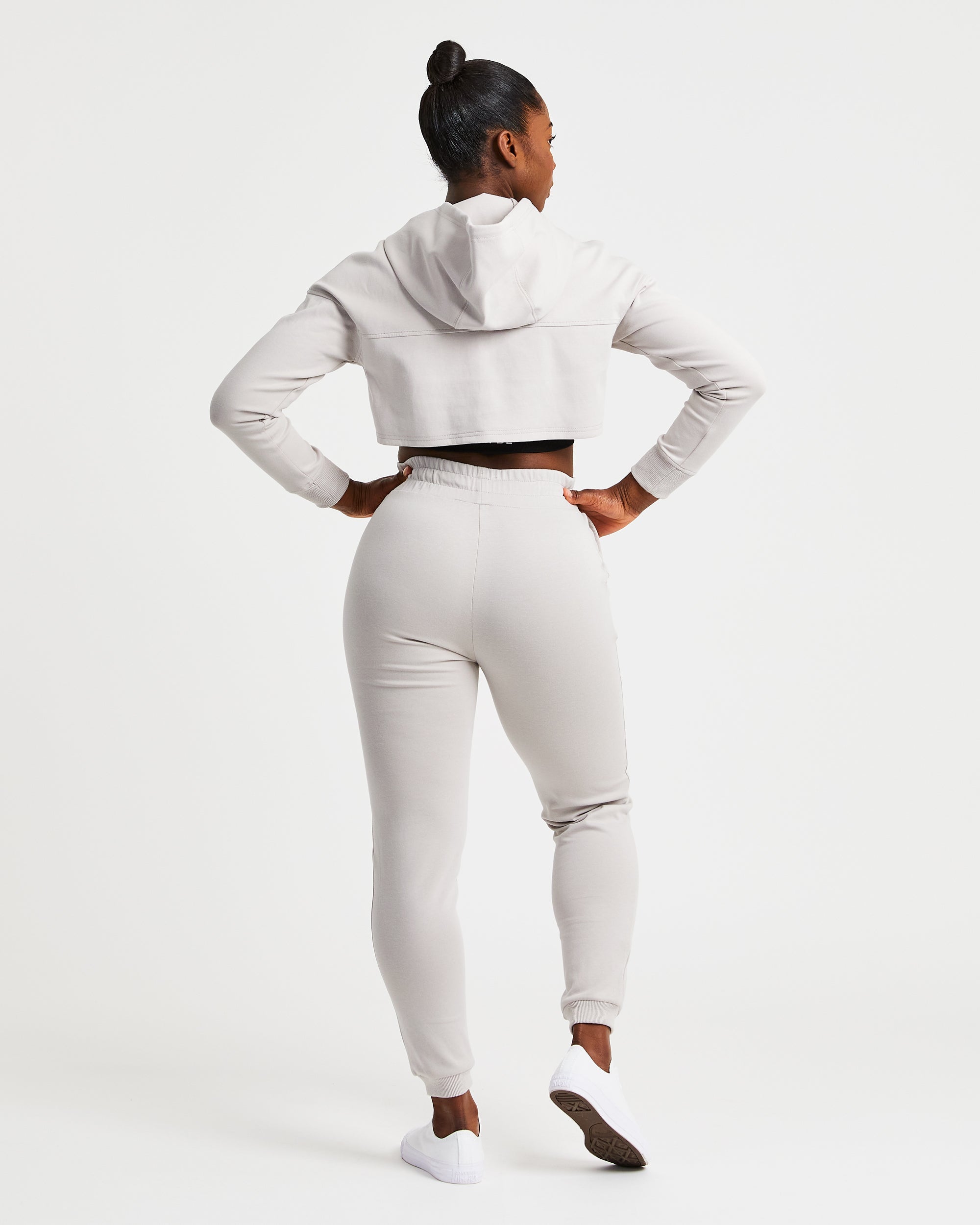 Everyday Cutout Crop Hoodie – Taubengrau