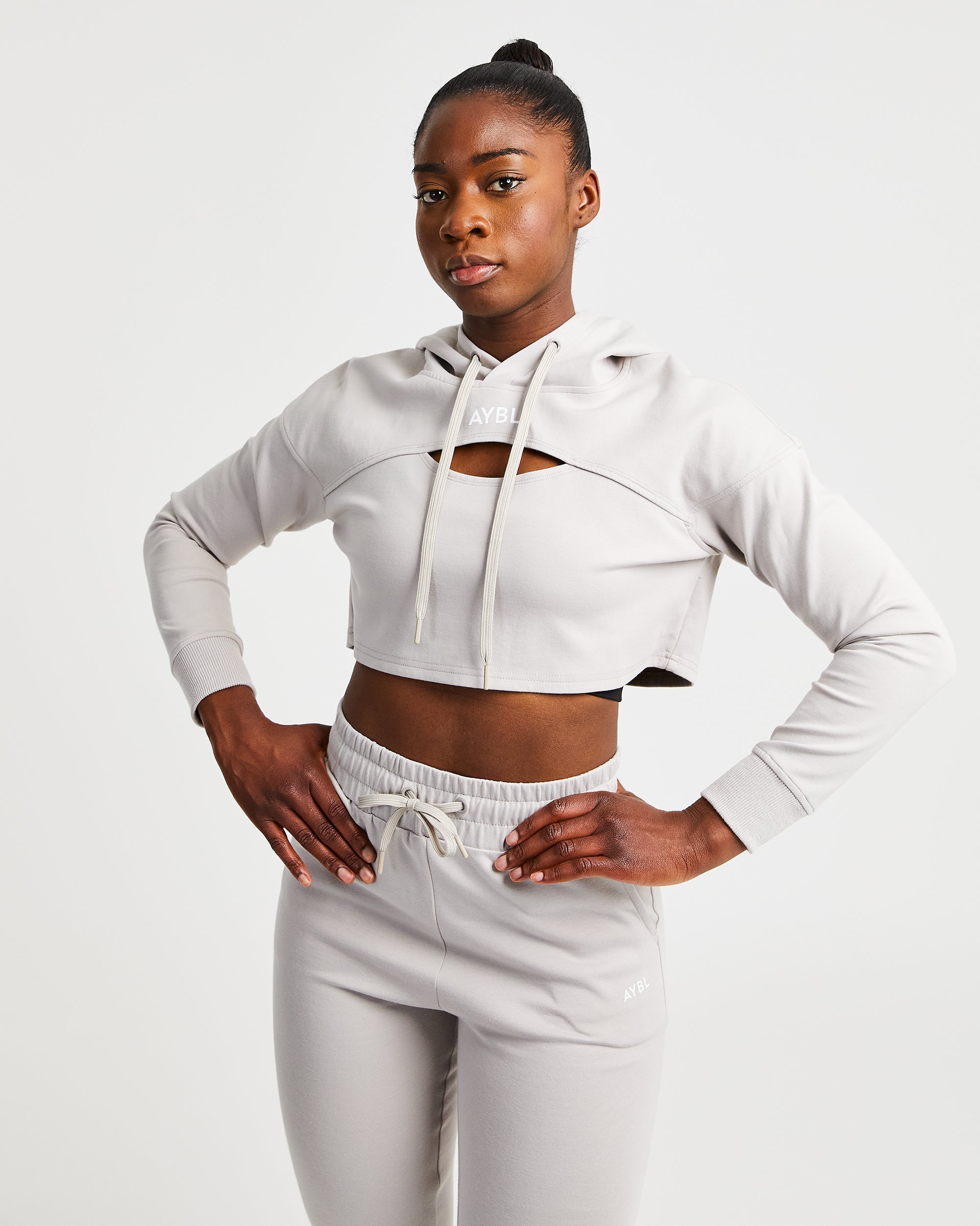 Everyday Cutout Crop Hoodie – Taubengrau