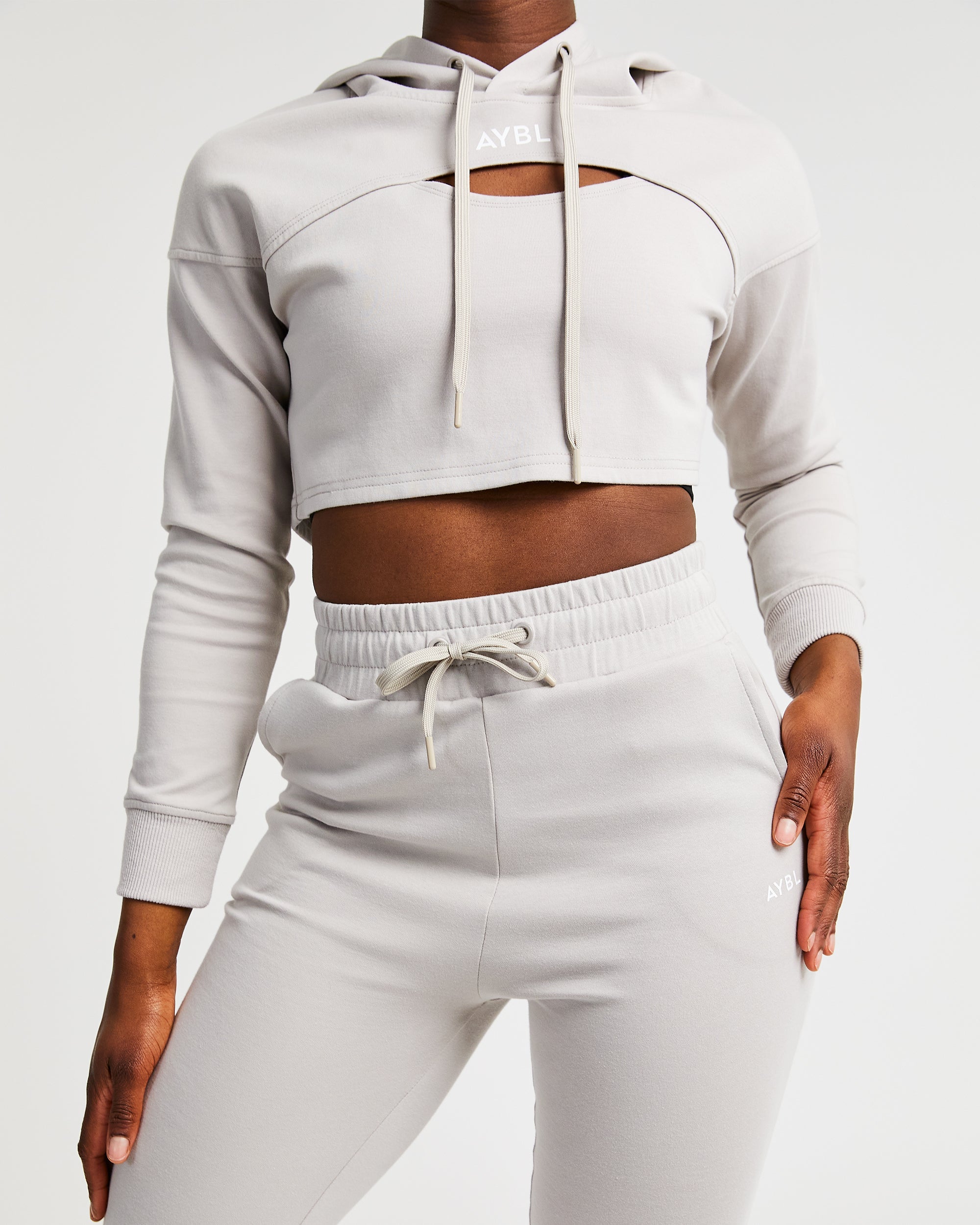 Everyday Cutout Crop Hoodie – Taubengrau